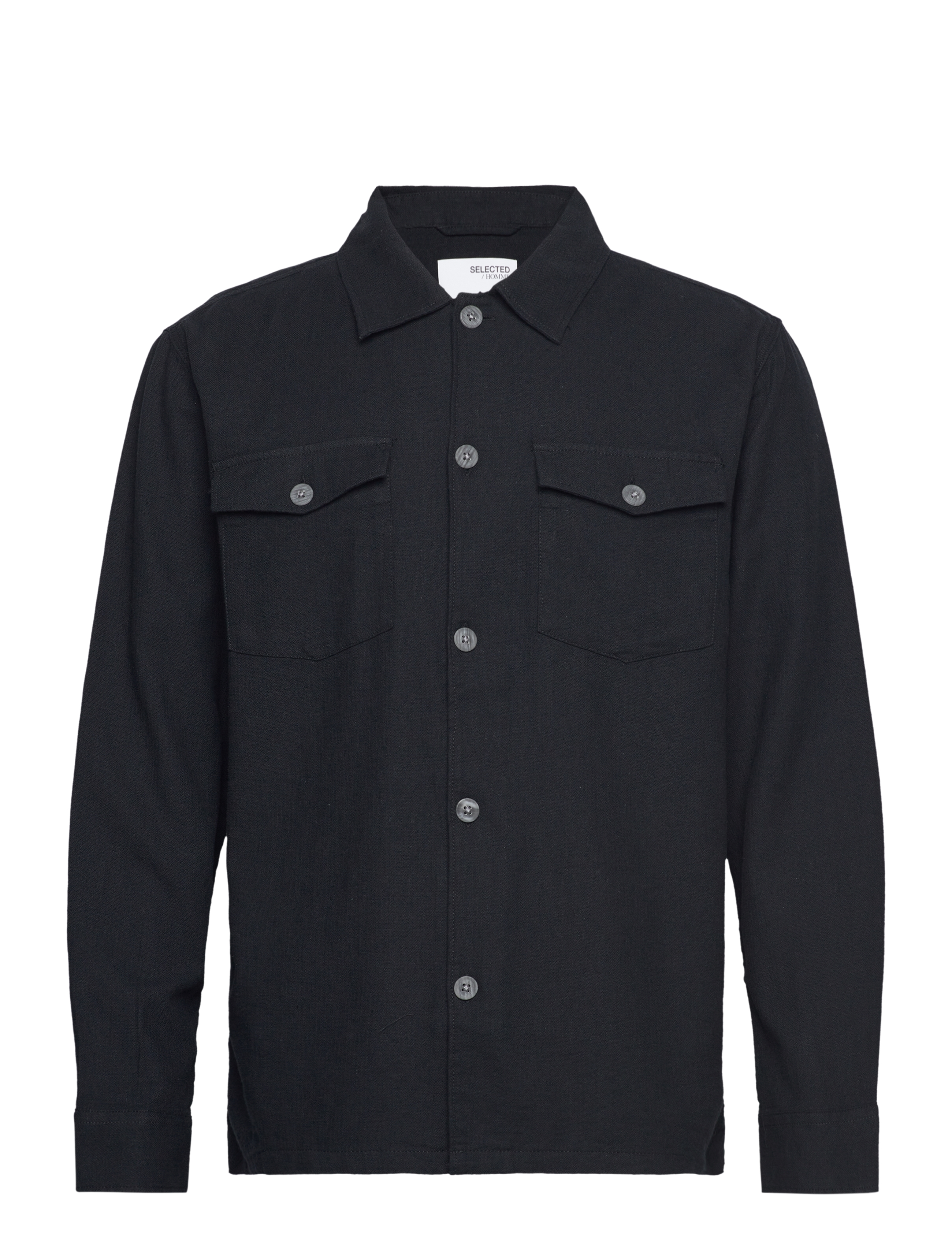Selected - SLHBRODY-LINEN OVERSHIRT LS - black - 1
