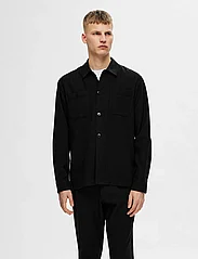 Selected Homme - SLHBRODY-LINEN OVERSHIRT LS - overshirts - black - 0