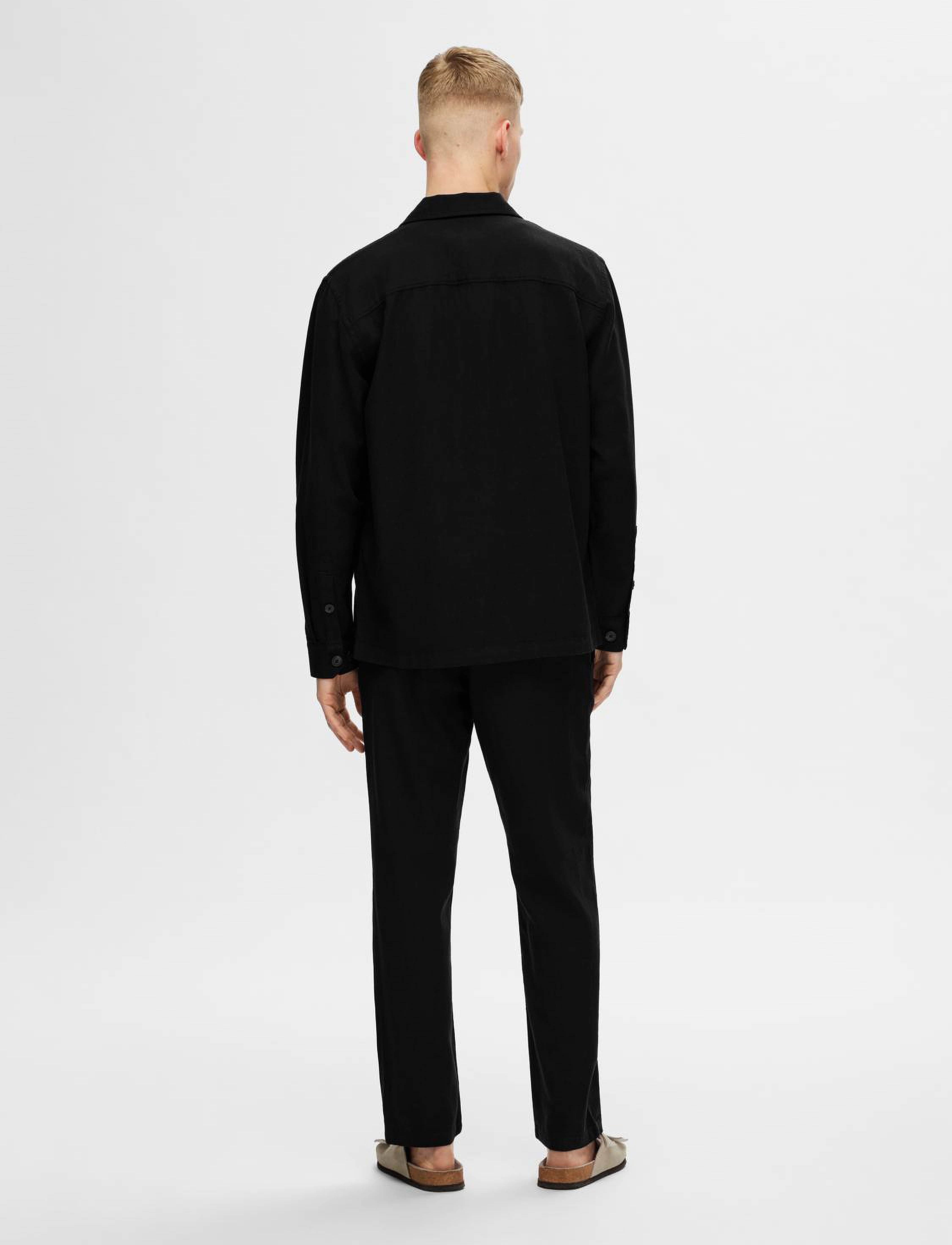 Selected - SLHBRODY-LINEN OVERSHIRT LS - black - 3