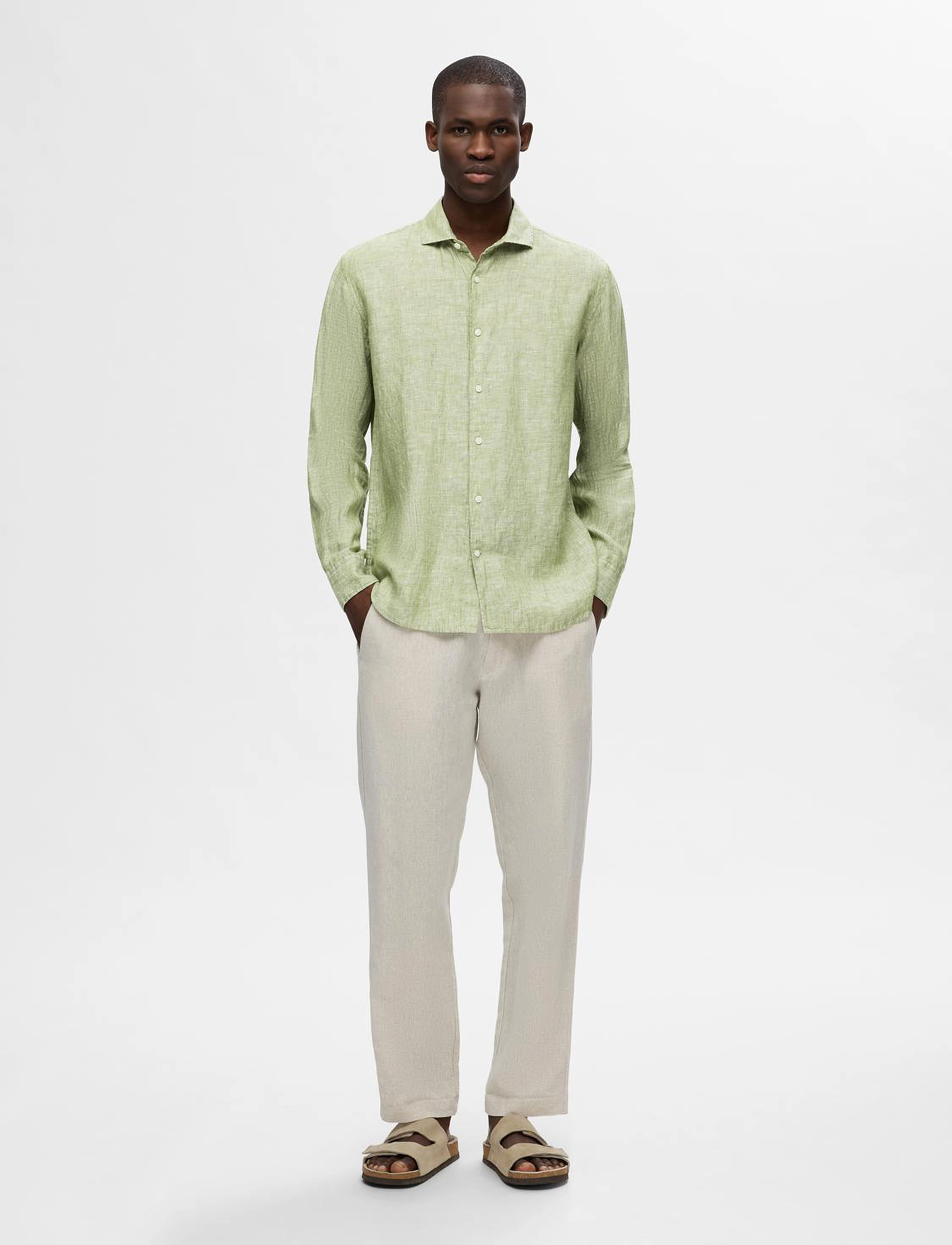 Selected - SLHREGKYLIAN-LINEN SHIRT LS CUT AWAY - epsom - 3