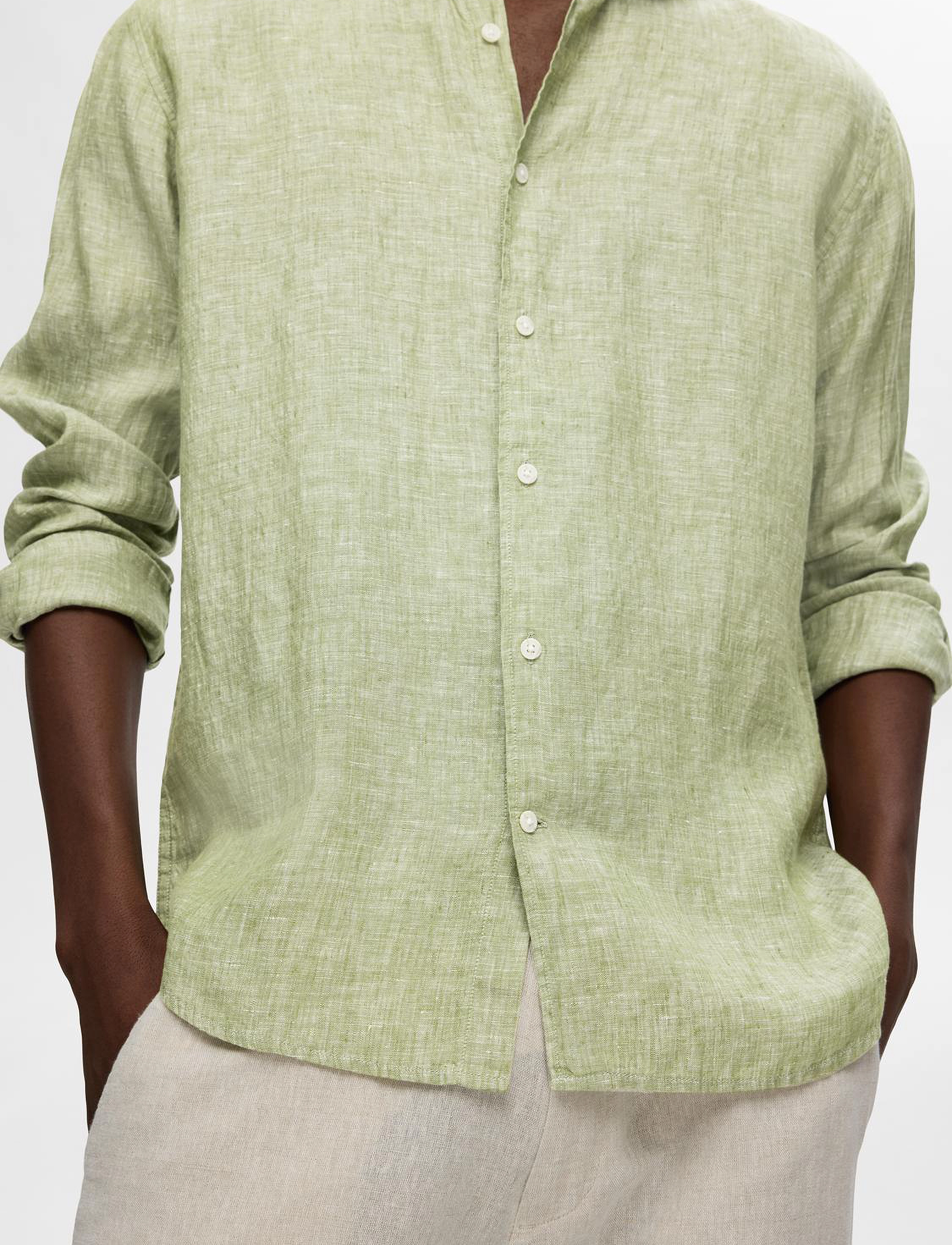 Selected - SLHREGKYLIAN-LINEN SHIRT LS CUT AWAY - epsom - 5