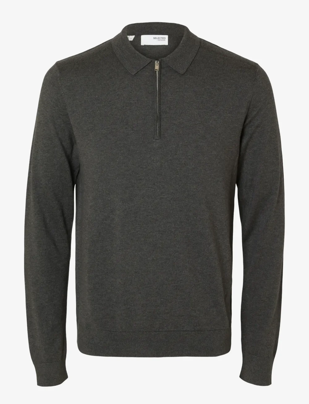 Selected - SLHBERG LS HALF ZIP POLO NOOS - polostrik - antracit - 1