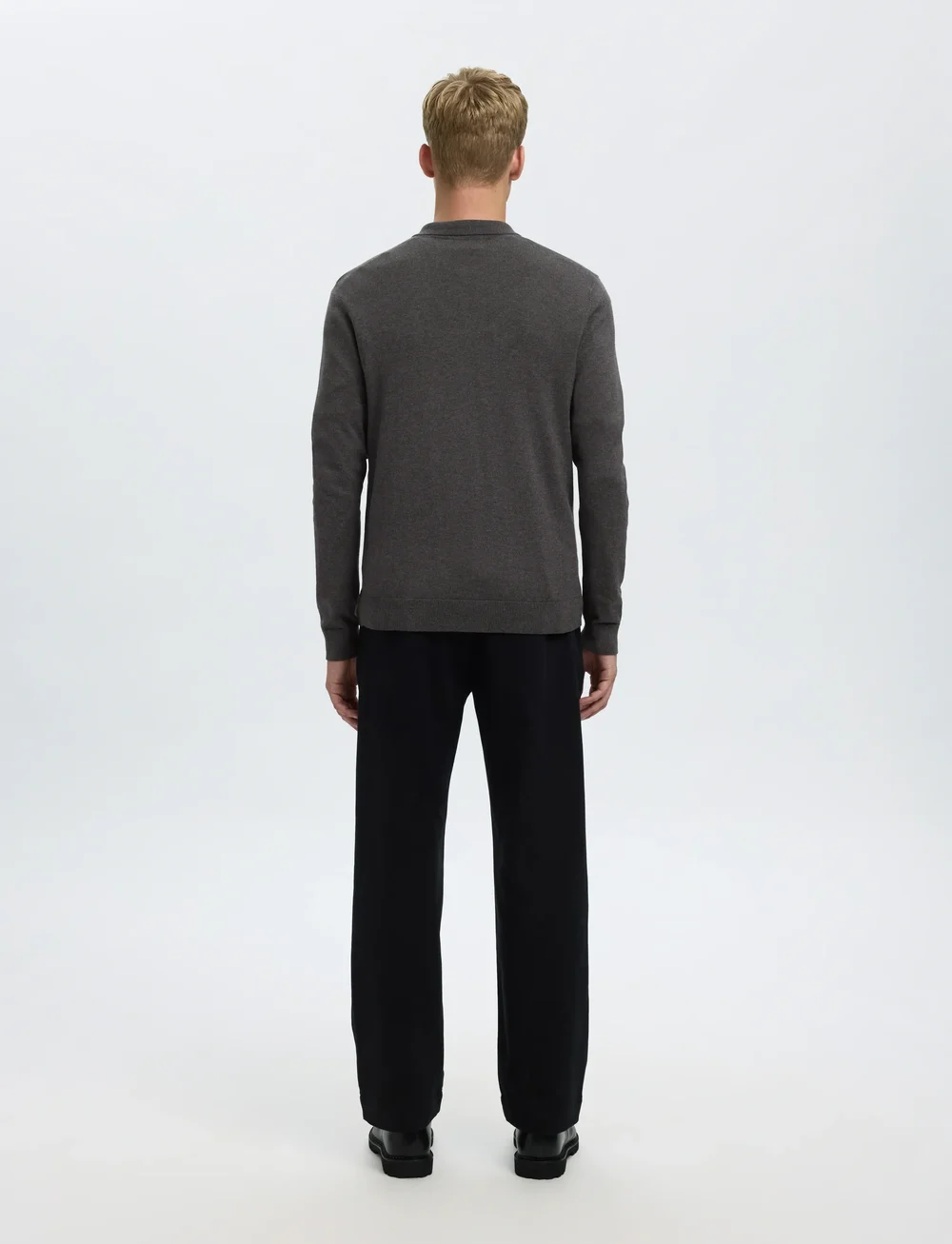 Selected - SLHBERG LS HALF ZIP POLO NOOS - polostrik - antracit - 2