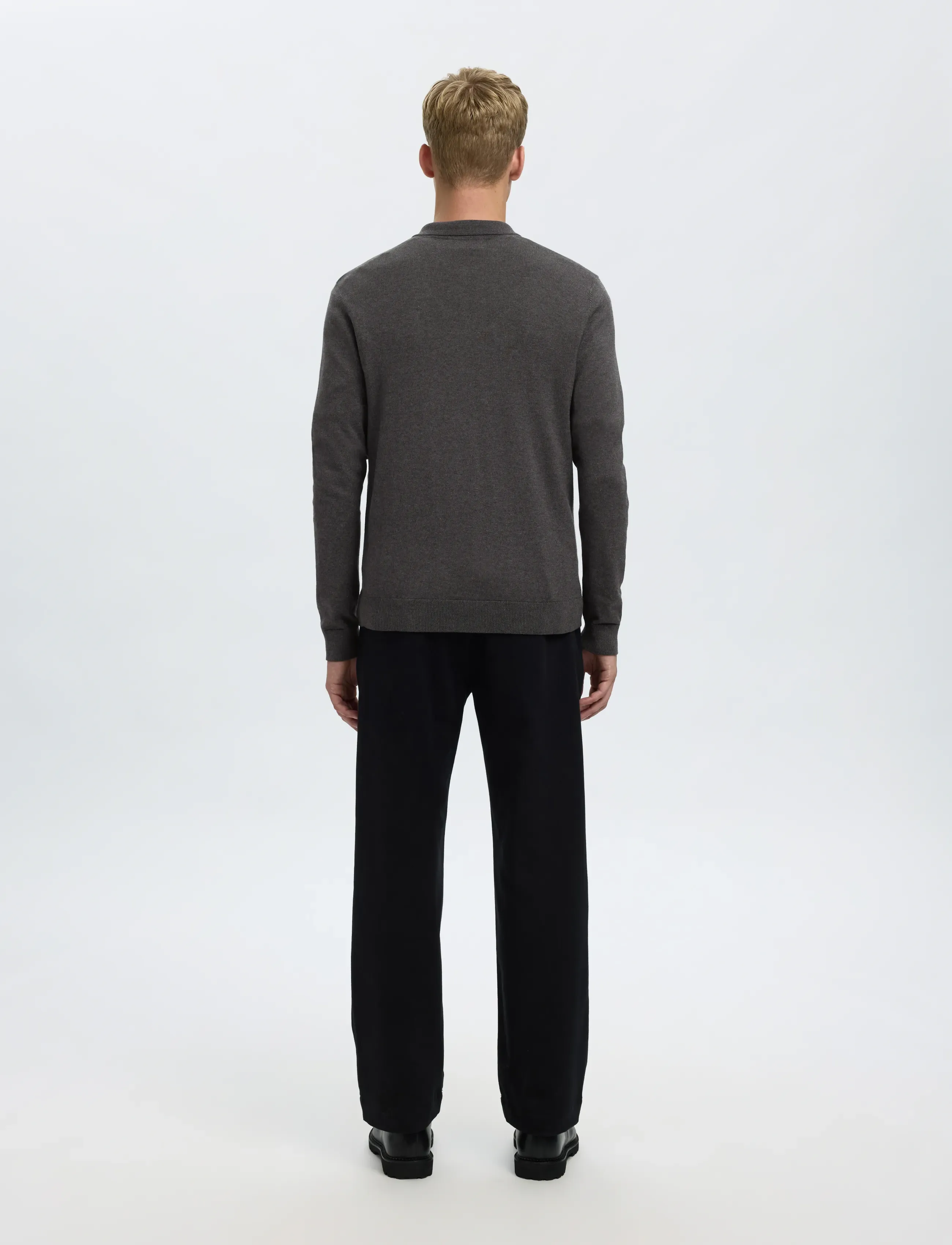 Selected - SLHBERG LS HALF ZIP POLO NOOS - langärmelige gestrickte polohemden - antracit - 2