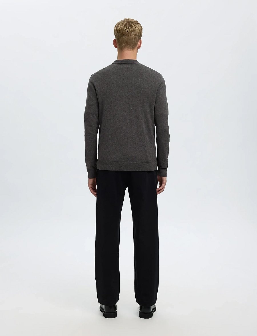 Selected - SLHBERG LS HALF ZIP POLO NOOS - langärmelige strick-polohemden - antracit - 2
