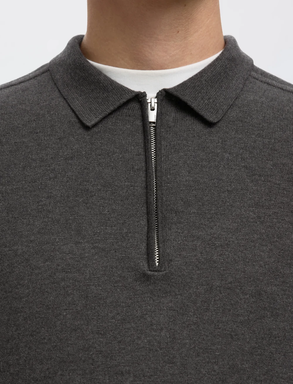 Selected - SLHBERG LS HALF ZIP POLO NOOS - polostrik - antracit - 3