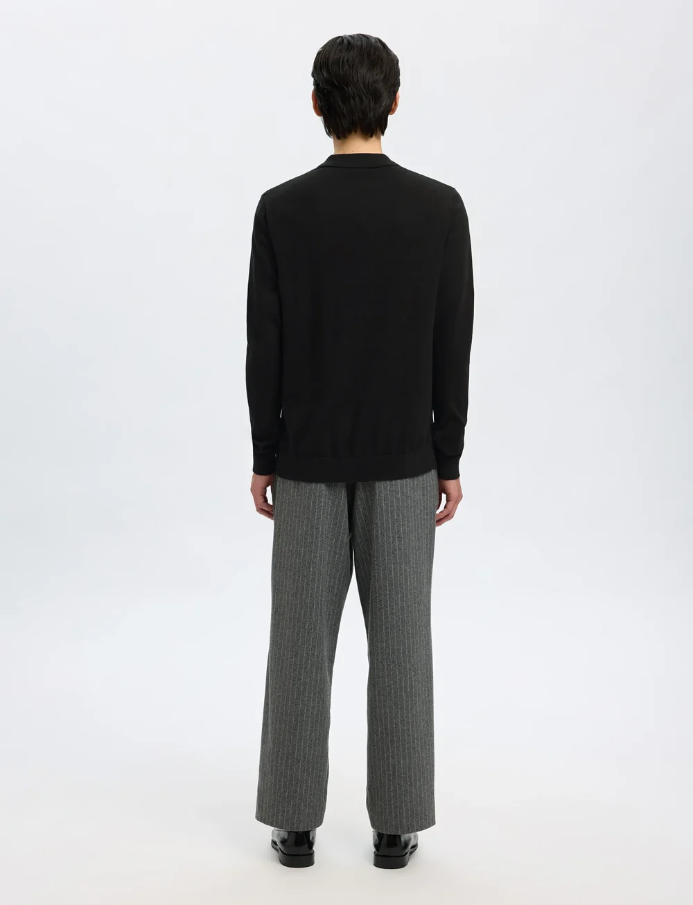 Selected - SLHBERG LS HALF ZIP POLO NOOS - kootud polosärgid - black - 2