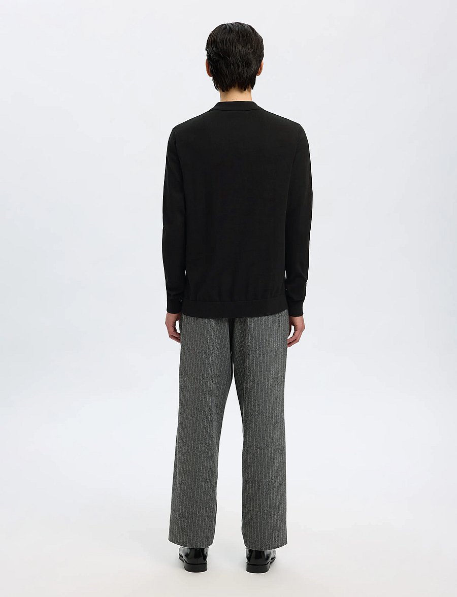 Selected - SLHBERG LS HALF ZIP POLO NOOS - langärmelige strick-polohemden - black - 2
