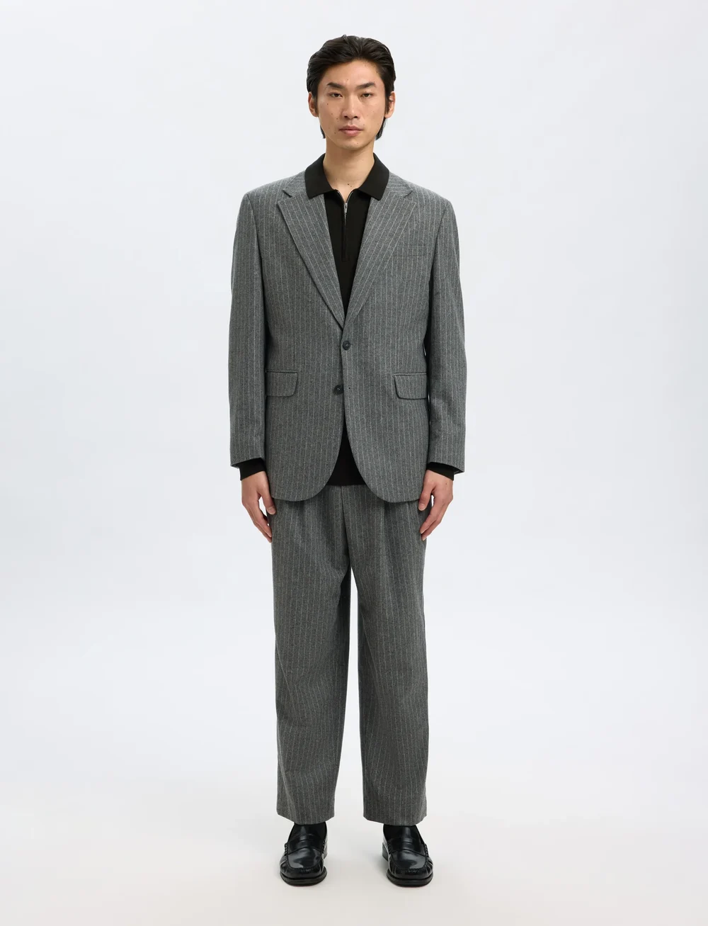 Selected - SLHBERG LS HALF ZIP POLO NOOS - kootud polosärgid - black - 5