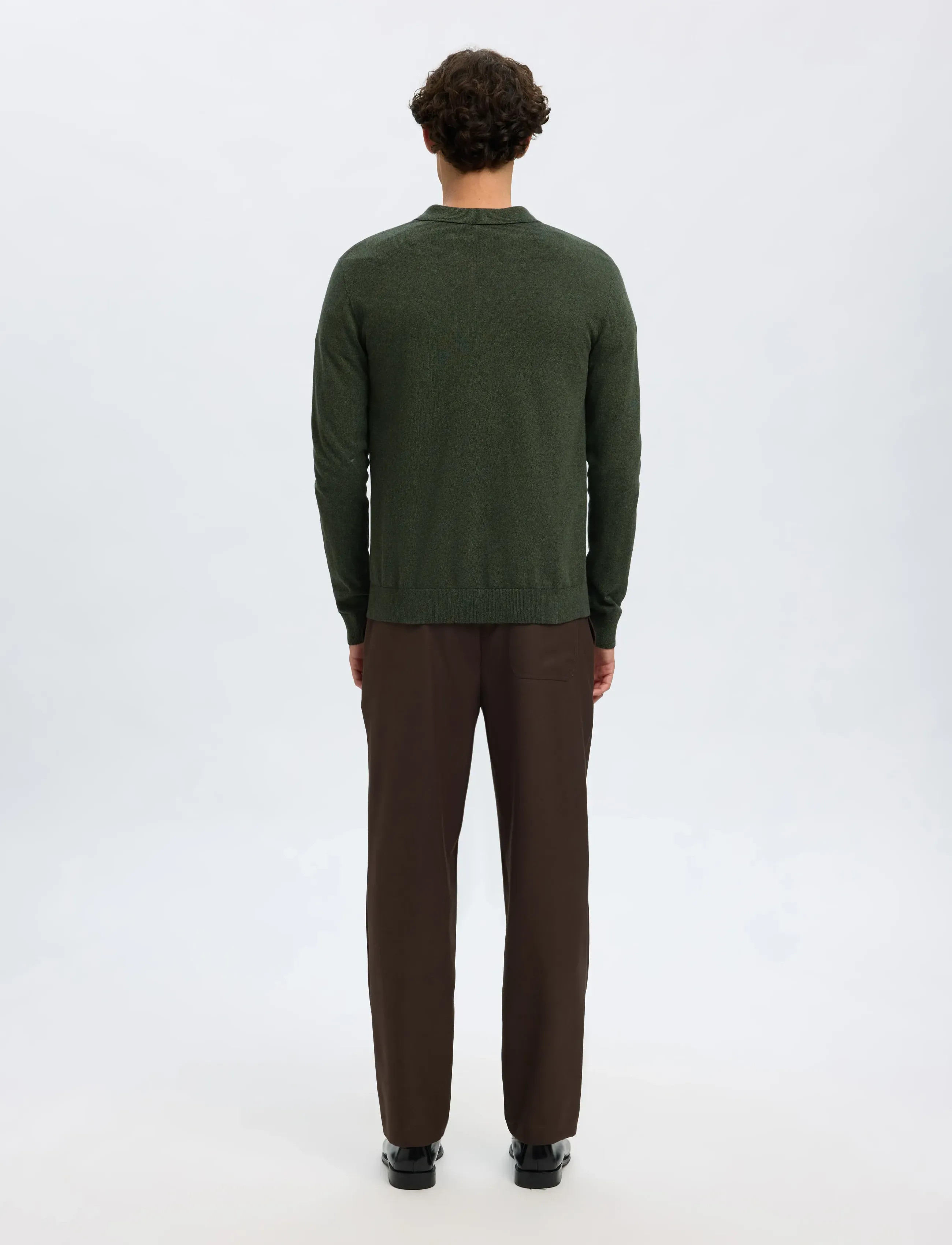 Selected - SLHBERG LS HALF ZIP POLO NOOS - poloer i strik med lange ærmer - forest night - 2