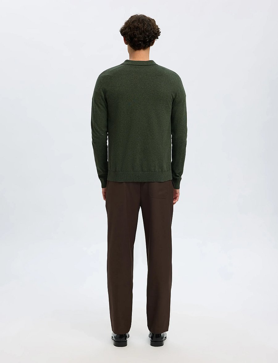 Selected - SLHBERG LS HALF ZIP POLO NOOS - dzianinowe koszulki polo z długim rękawem - forest night - 2