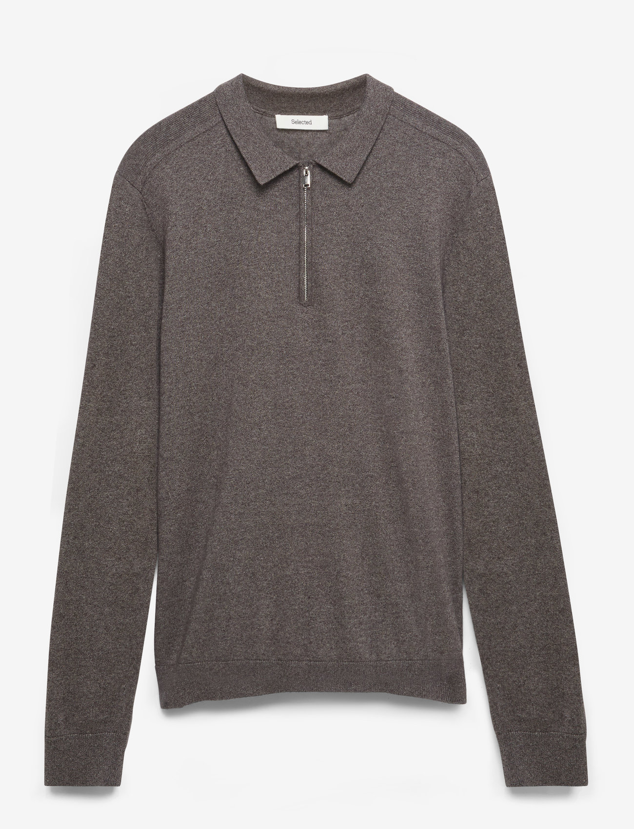 Selected - SLHBERG LS HALF ZIP POLO NOOS - stickade pikéer - morel - 1