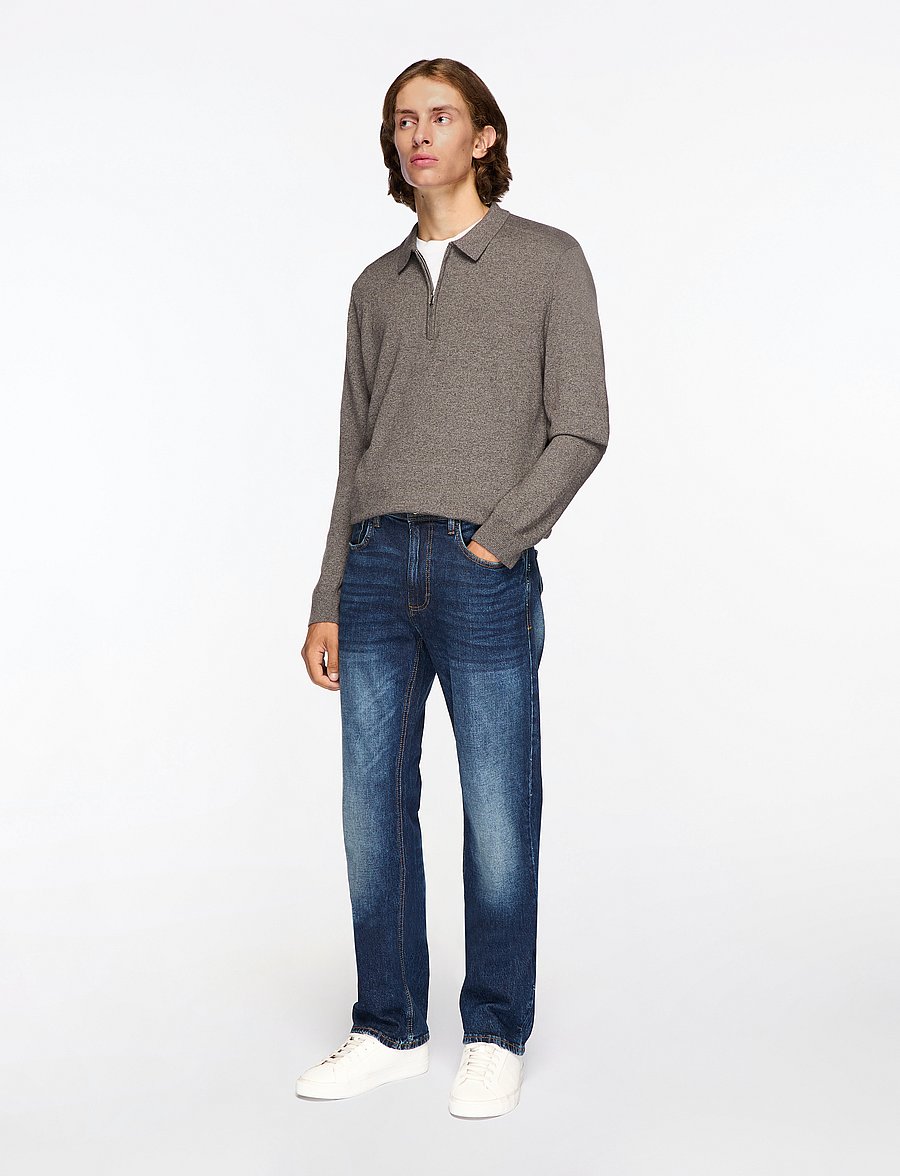Selected - SLHBERG LS HALF ZIP POLO NOOS - långärmade stickade pikétröjor - morel - 2