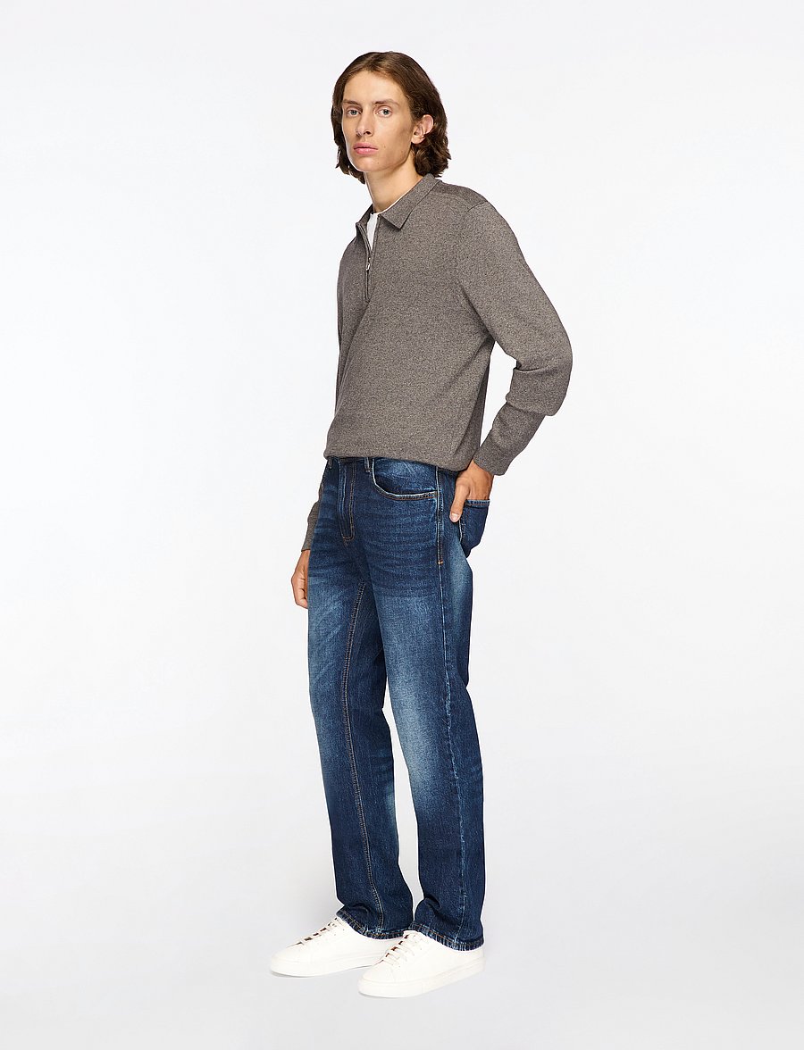 Selected - SLHBERG LS HALF ZIP POLO NOOS - långärmade stickade pikétröjor - morel - 3