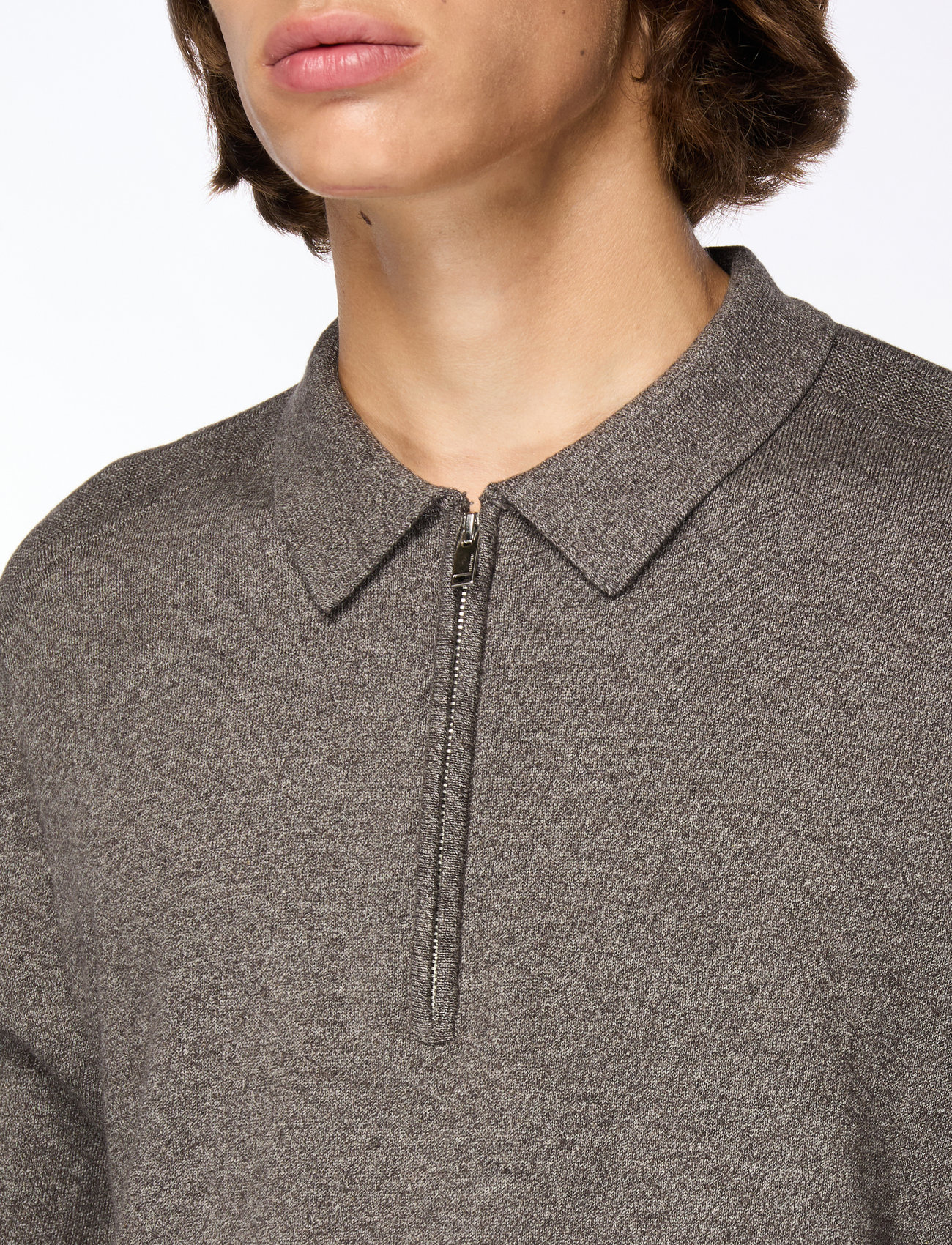 Selected - SLHBERG LS HALF ZIP POLO NOOS - stickade pikéer - morel - 5