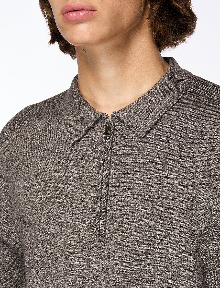Selected - SLHBERG LS HALF ZIP POLO NOOS - långärmade stickade pikétröjor - morel - 5
