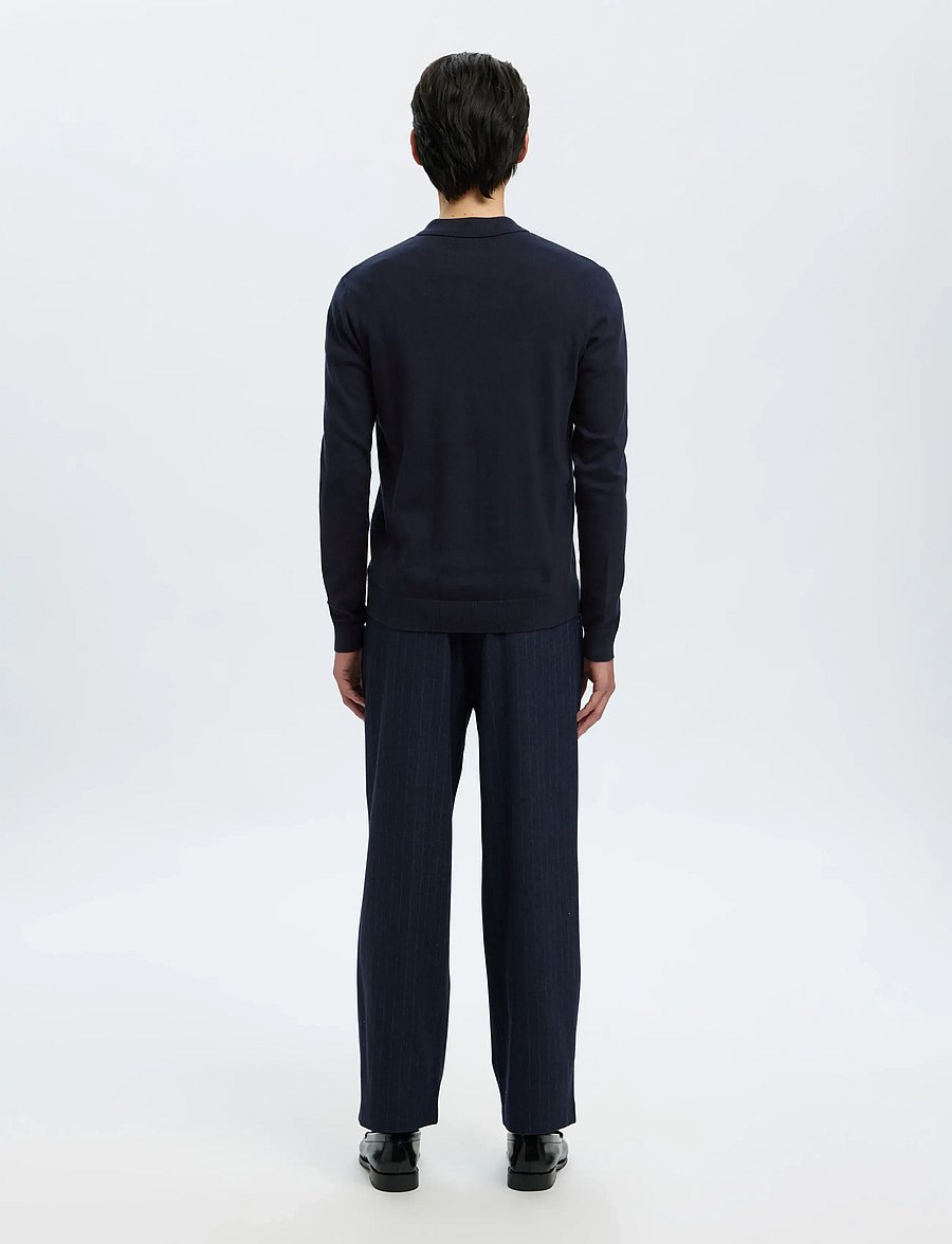 Selected - SLHBERG LS HALF ZIP POLO NOOS - long-sleeved knitted polos - navy blazer - 2