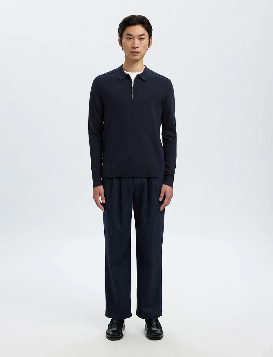 Selected - SLHBERG LS HALF ZIP POLO NOOS - long-sleeved knitted polos - navy blazer - 3