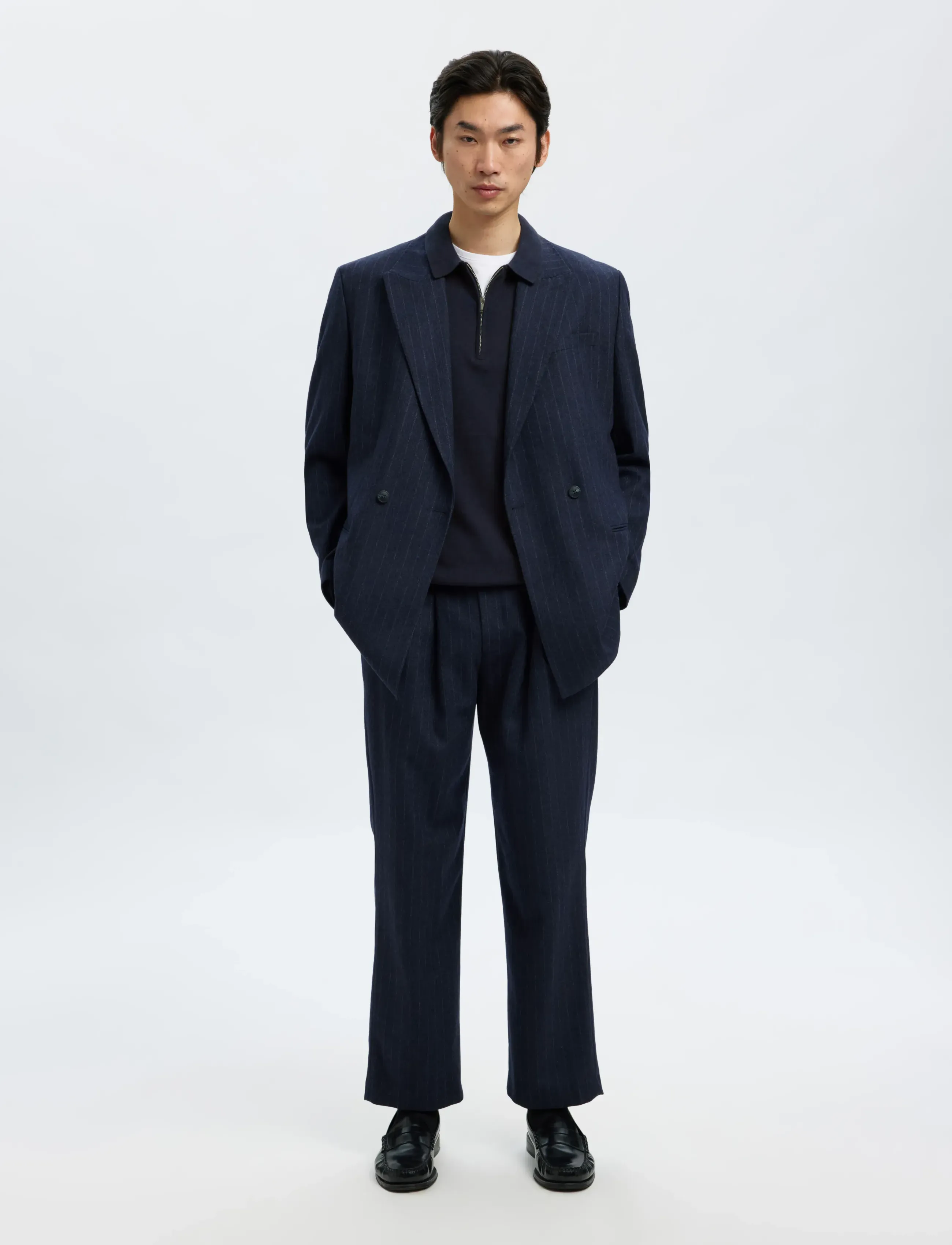 Selected - SLHBERG LS HALF ZIP POLO NOOS - polos en tricot à manches longues - navy blazer - 5
