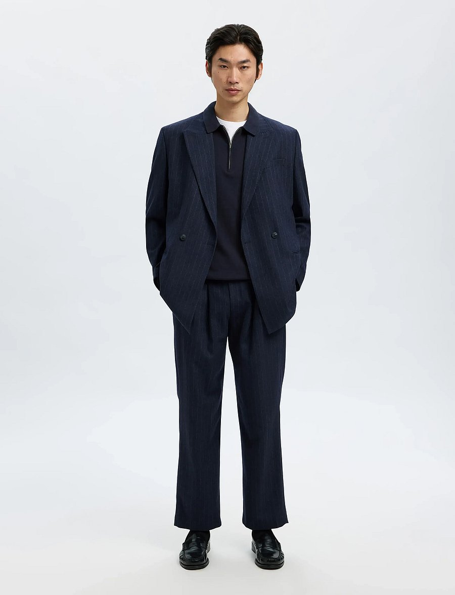 Selected - SLHBERG LS HALF ZIP POLO NOOS - long-sleeved knitted polos - navy blazer - 5