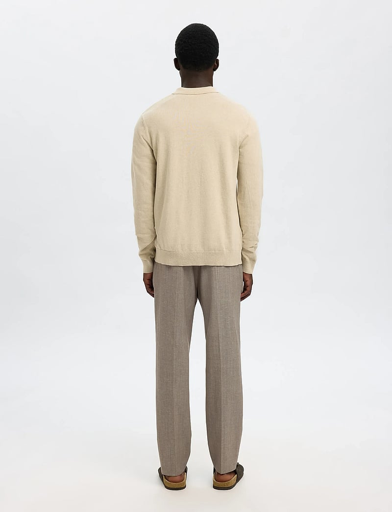 Selected - SLHBERG LS HALF ZIP POLO NOOS - stickade pikéer - oatmeal - 2