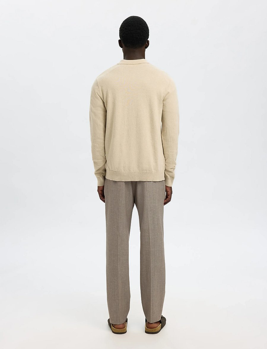 Selected - SLHBERG LS HALF ZIP POLO NOOS - dzianinowe koszulki polo z długim rękawem - oatmeal - 2
