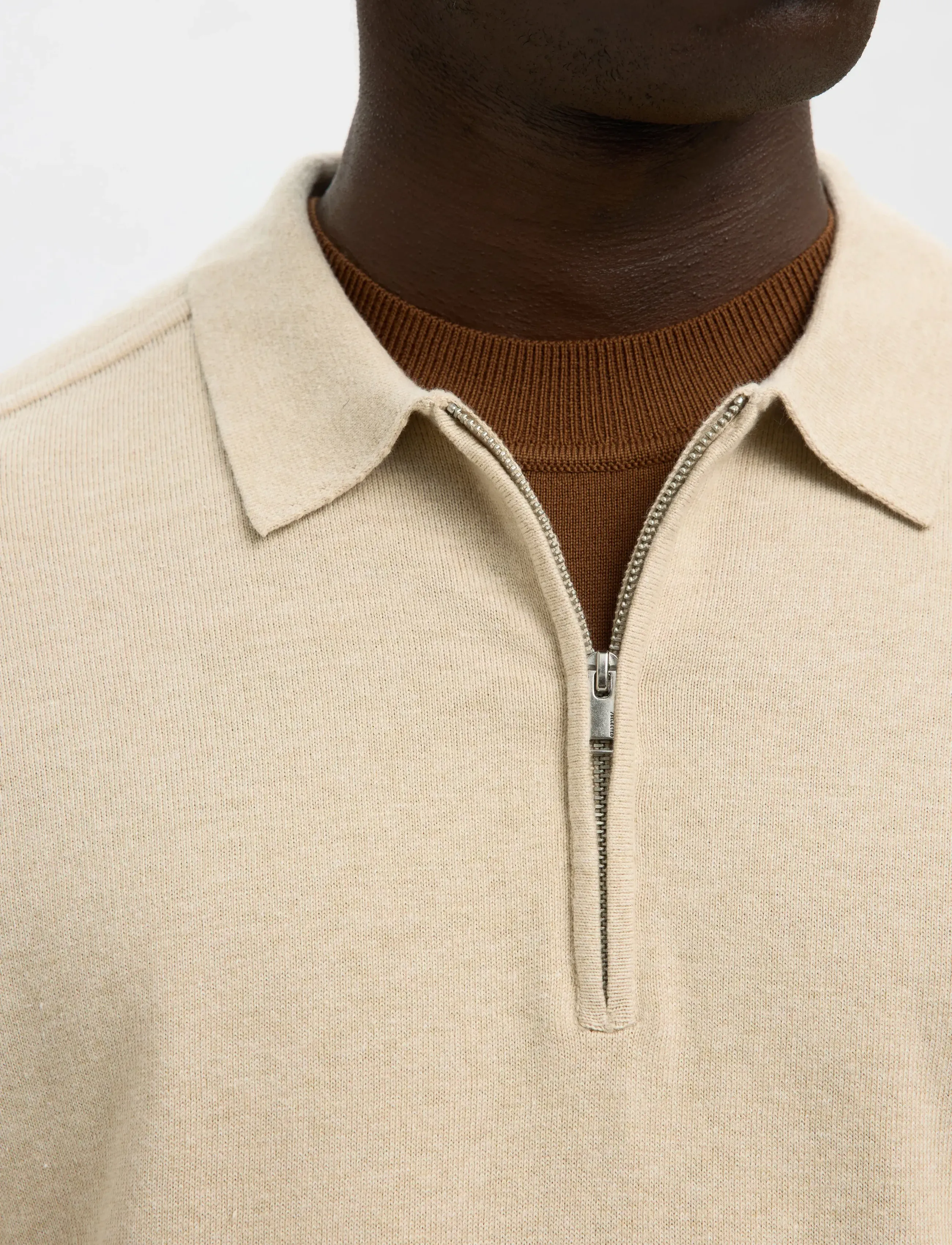 Selected - SLHBERG LS HALF ZIP POLO NOOS - långärmade stickade pikétröjor - oatmeal - 5