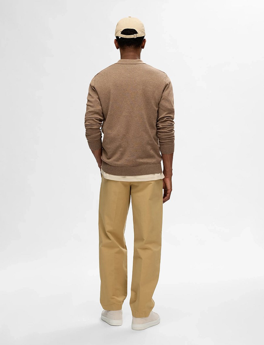 Selected - SLHBERG LS HALF ZIP POLO NOOS - long-sleeved knitted polos - teak - 2