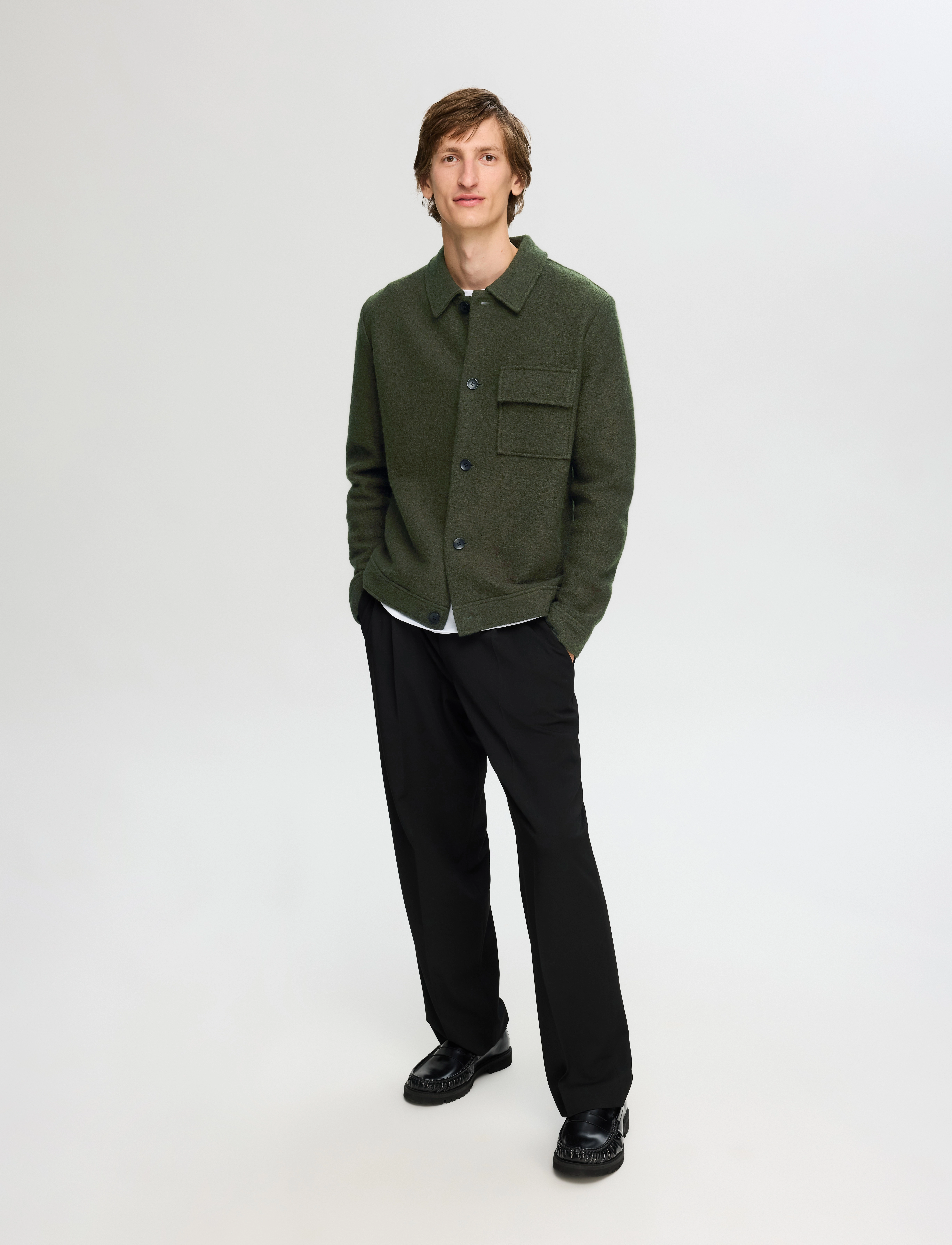Selected - SLHNEALY LS KNIT SHIRT JACKET NOOS - forest night - 4
