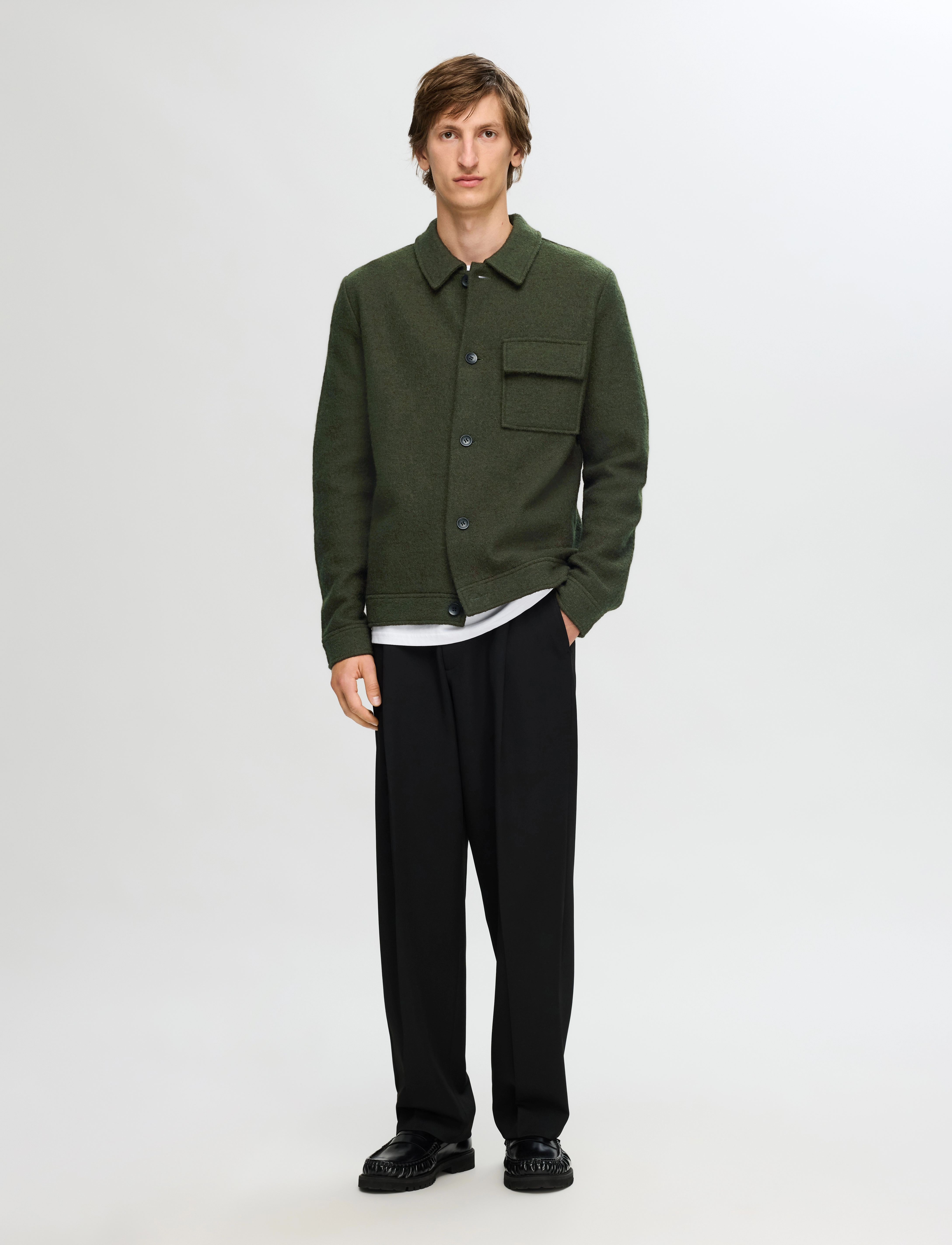 Selected - SLHNEALY LS KNIT SHIRT JACKET NOOS - forest night - 5