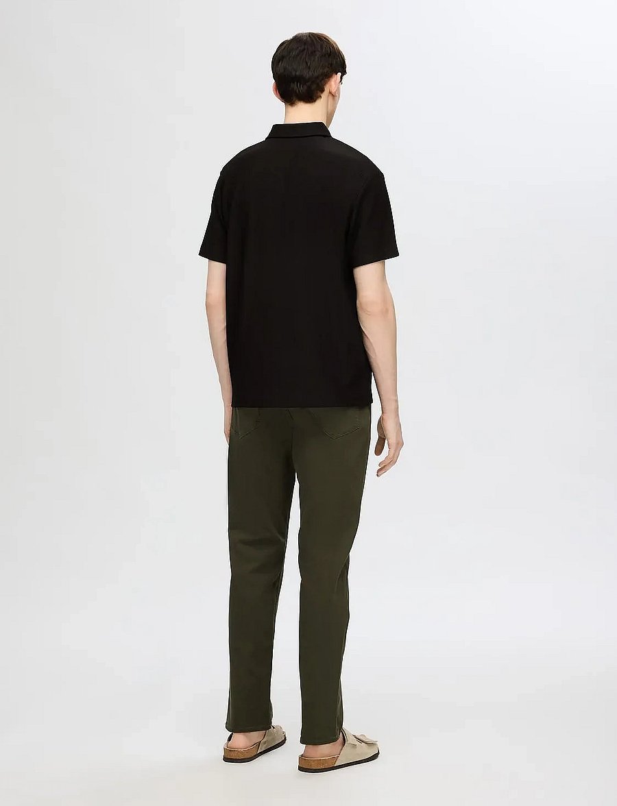 Selected - SLHRELAX-PLISSE HALF ZIP SS POLO EX - kurzärmelig - black - 2