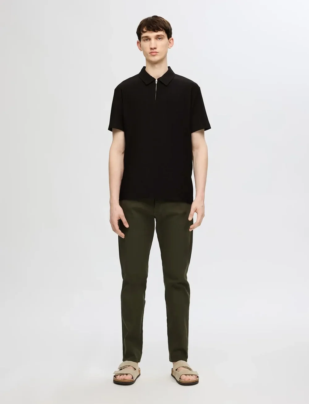 Selected - SLHRELAX-PLISSE HALF ZIP SS POLO EX - kurzärmelig - black - 3