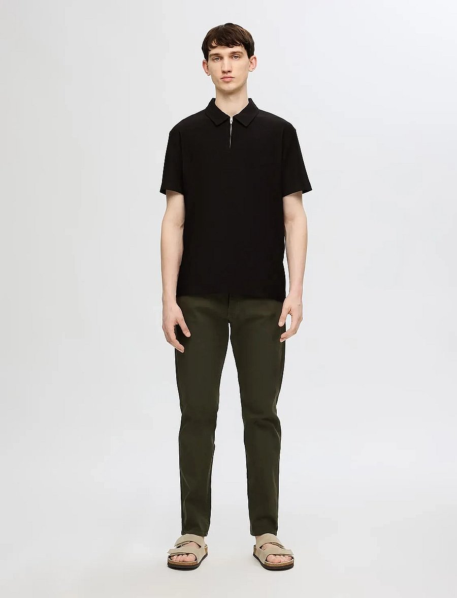 Selected - SLHRELAX-PLISSE HALF ZIP SS POLO EX - kurzärmelig - black - 3