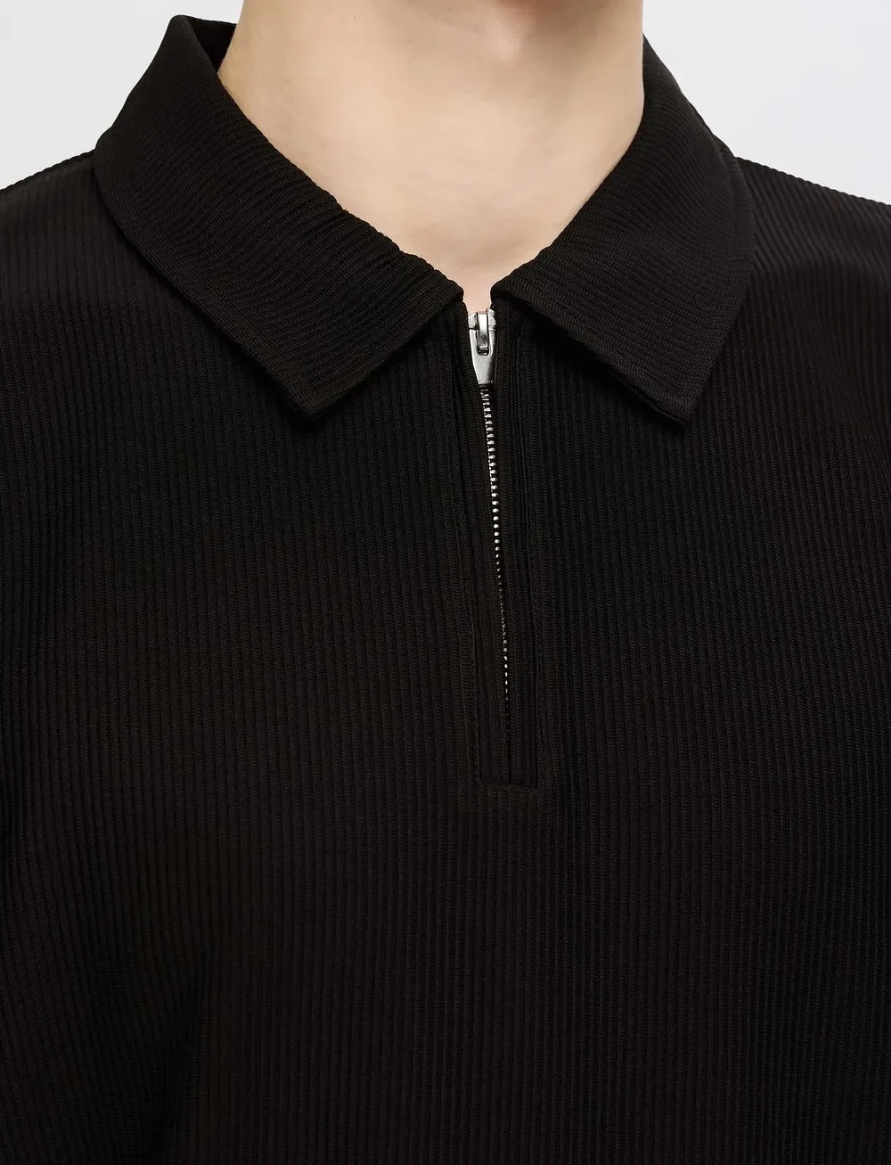 Selected - SLHRELAX-PLISSE HALF ZIP SS POLO EX - kurzärmelig - black - 4