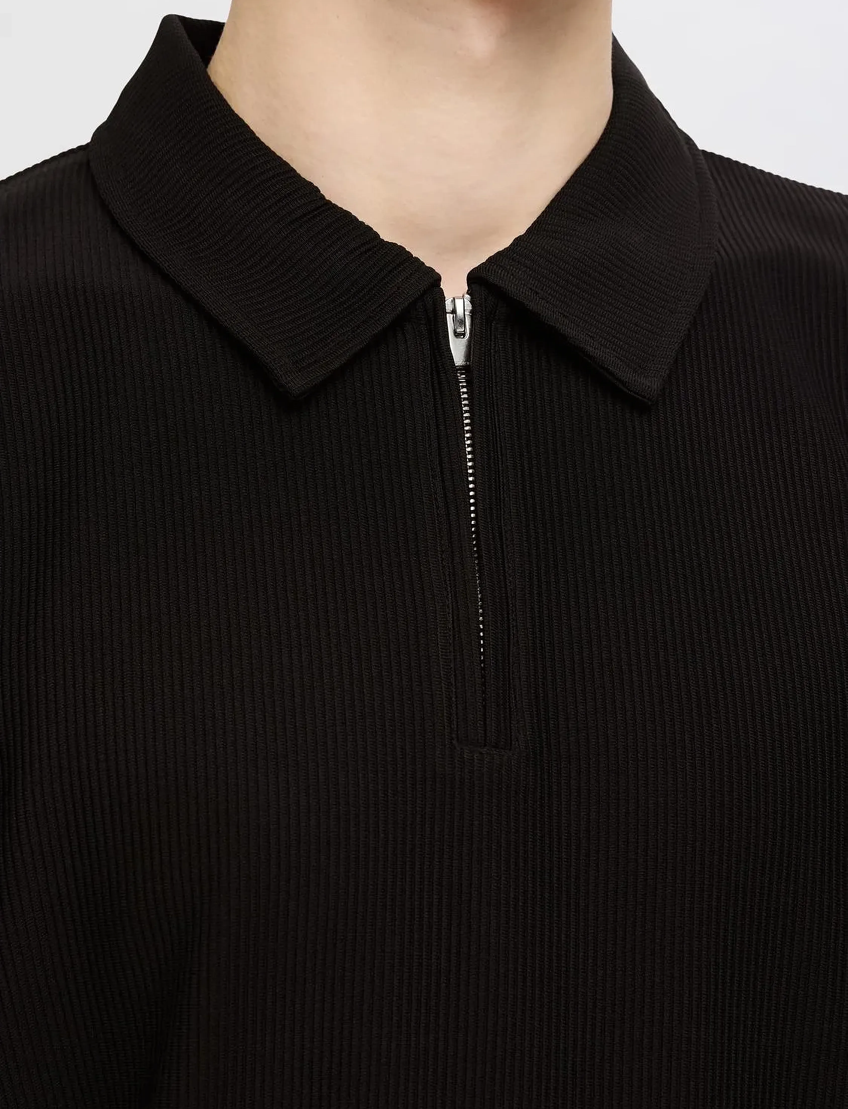 Selected - SLHRELAX-PLISSE HALF ZIP SS POLO EX - kortærmede poloer - black - 4