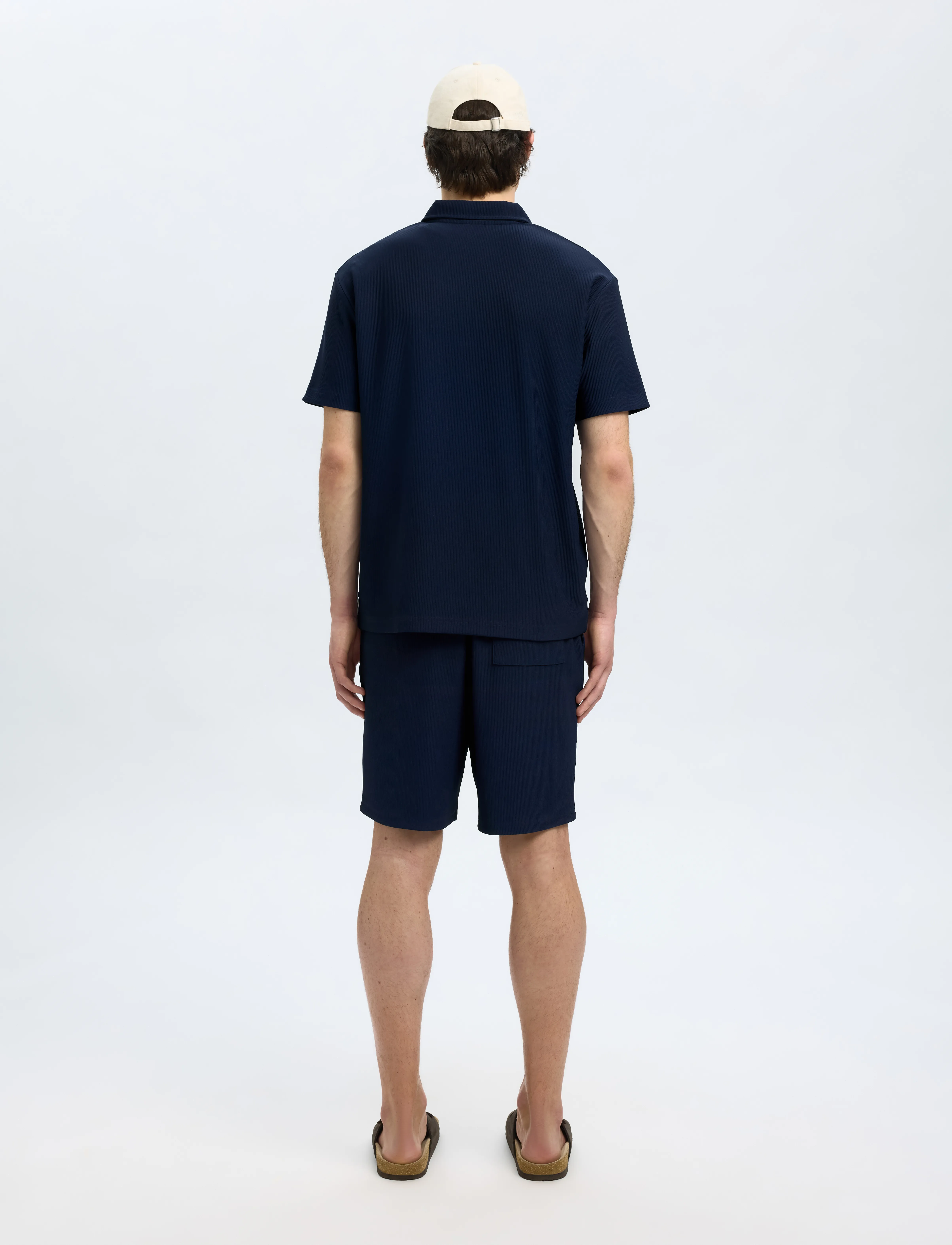 Selected - SLHRELAX-PLISSE HALF ZIP SS POLO EX - lühikeste varrukatega polod - black iris - 3