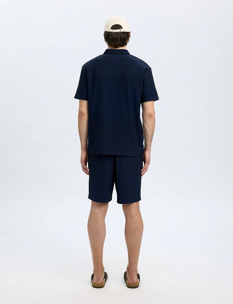 Selected - SLHRELAX-PLISSE HALF ZIP SS POLO EX - kurzärmelig - black iris - 3