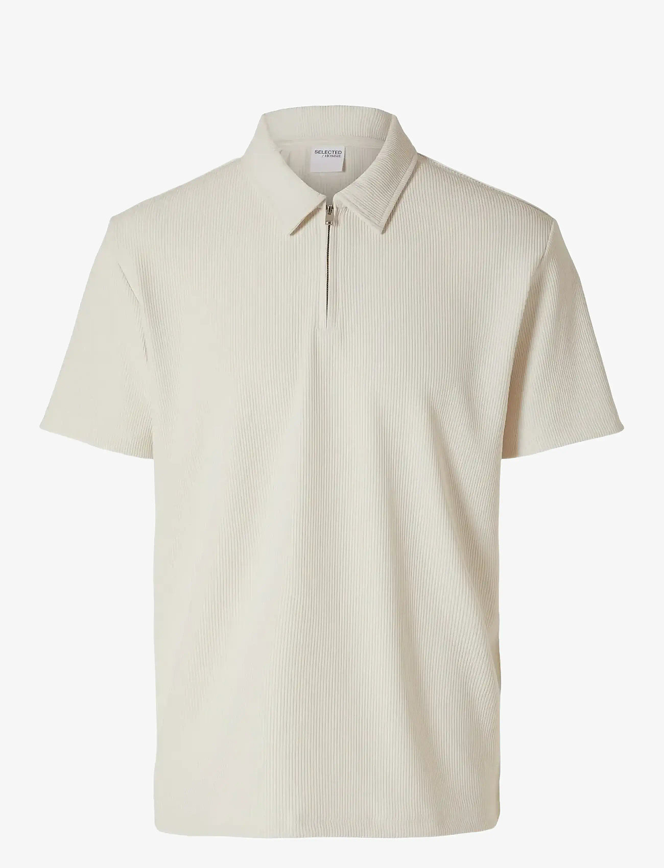 Selected - SLHRELAX-PLISSE HALF ZIP SS POLO EX - kurzärmelig - egret - 1
