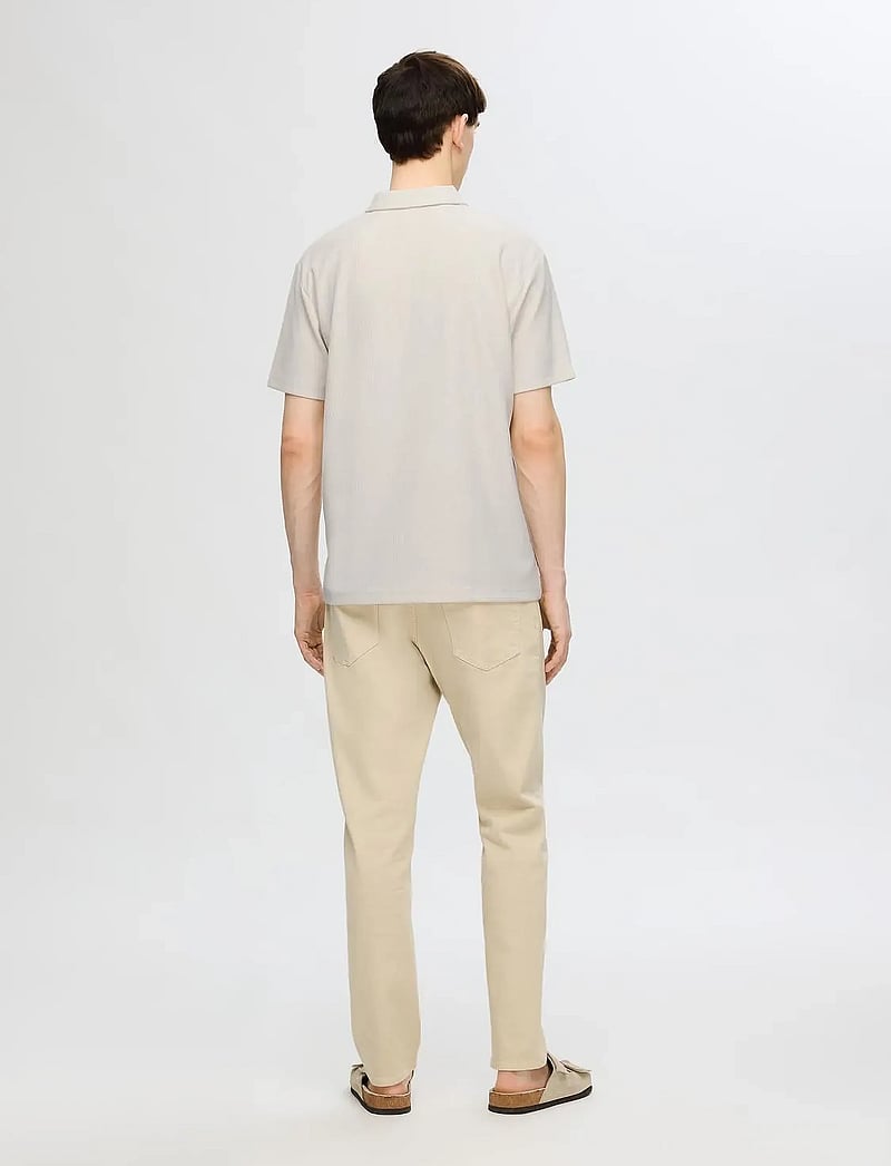 Selected - SLHRELAX-PLISSE HALF ZIP SS POLO EX - kortärmade pikéer - egret - 2