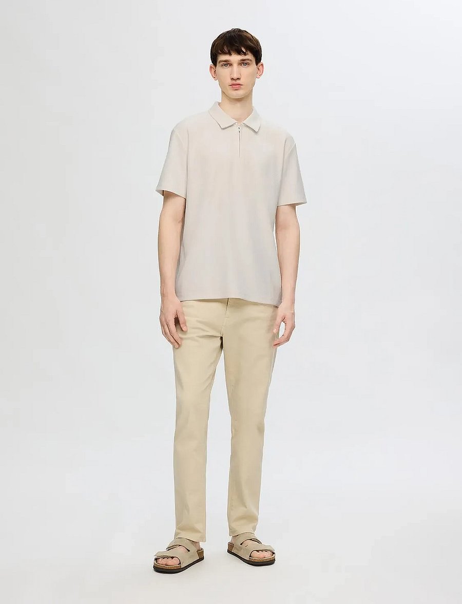 Selected - SLHRELAX-PLISSE HALF ZIP SS POLO EX - korte mouwen - egret - 4