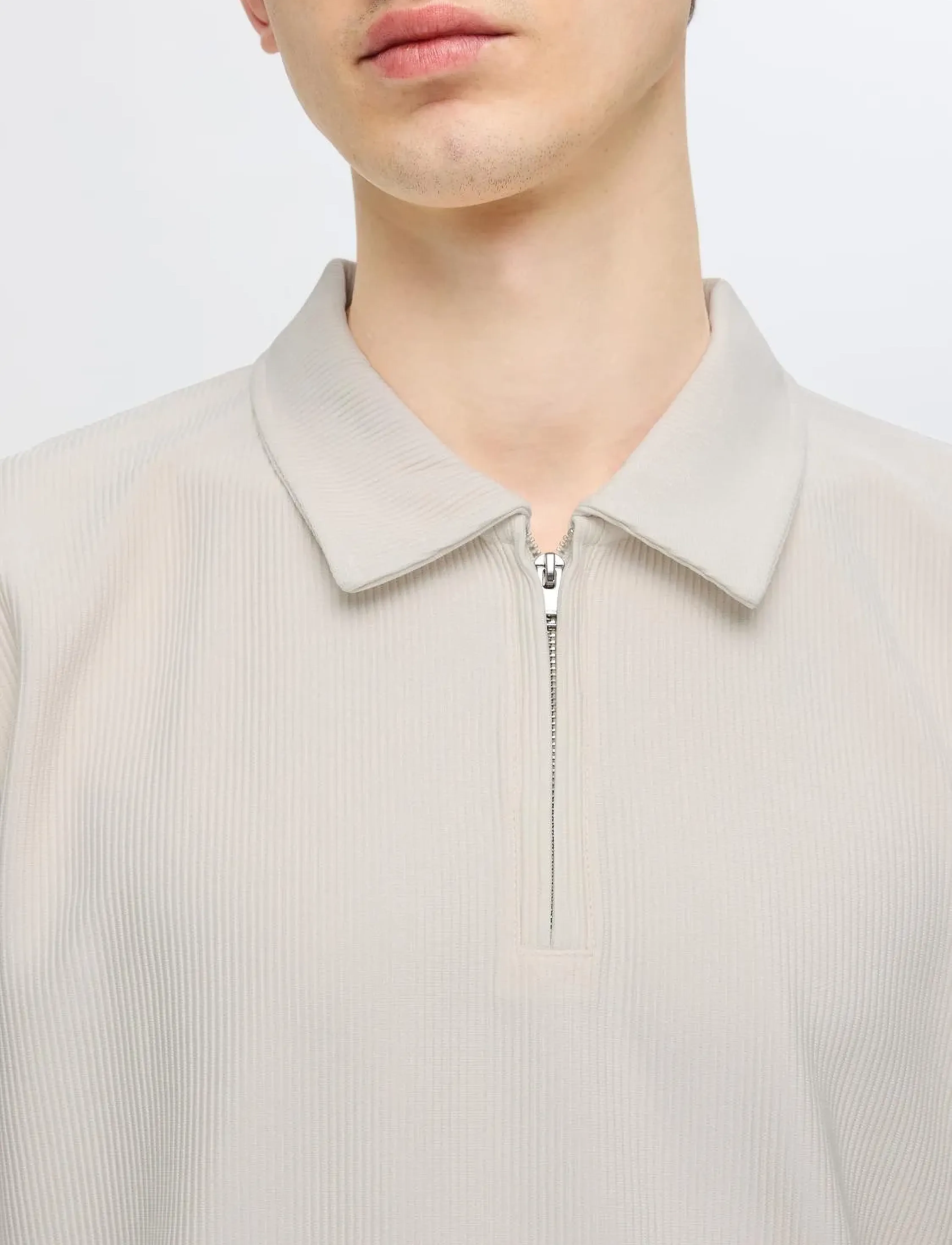Selected - SLHRELAX-PLISSE HALF ZIP SS POLO EX - polo krekli ar īsām piedurknēm - egret - 5