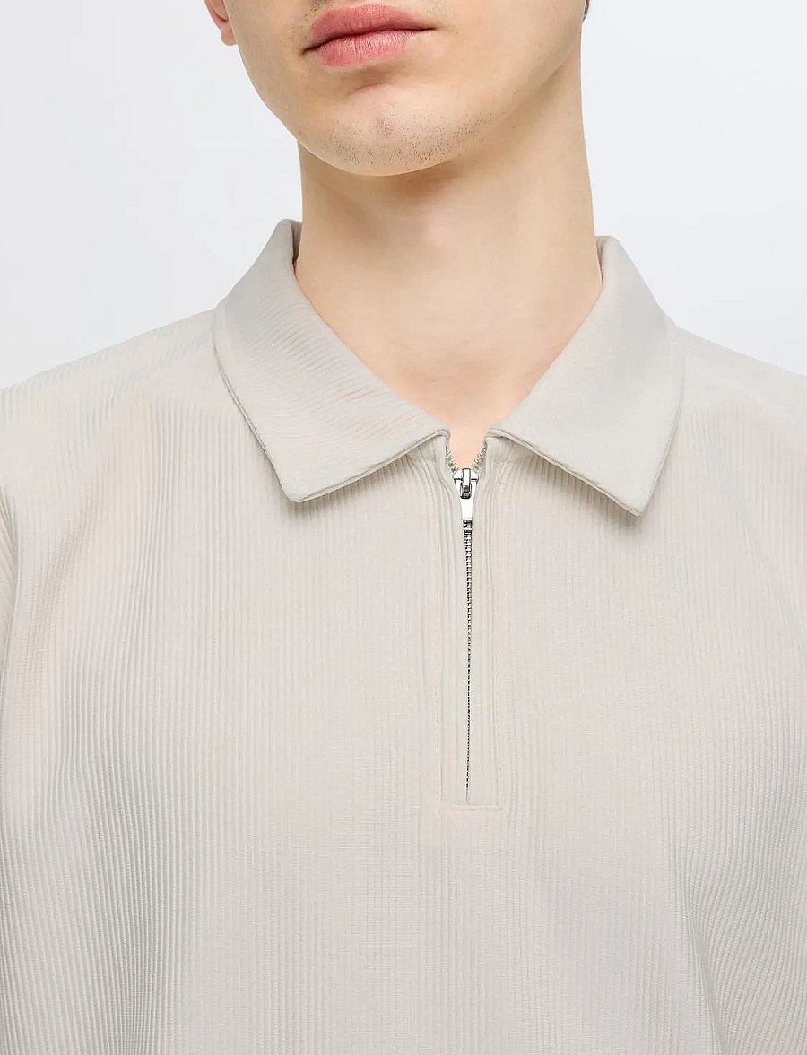 Selected - SLHRELAX-PLISSE HALF ZIP SS POLO EX - korte mouwen - egret - 5