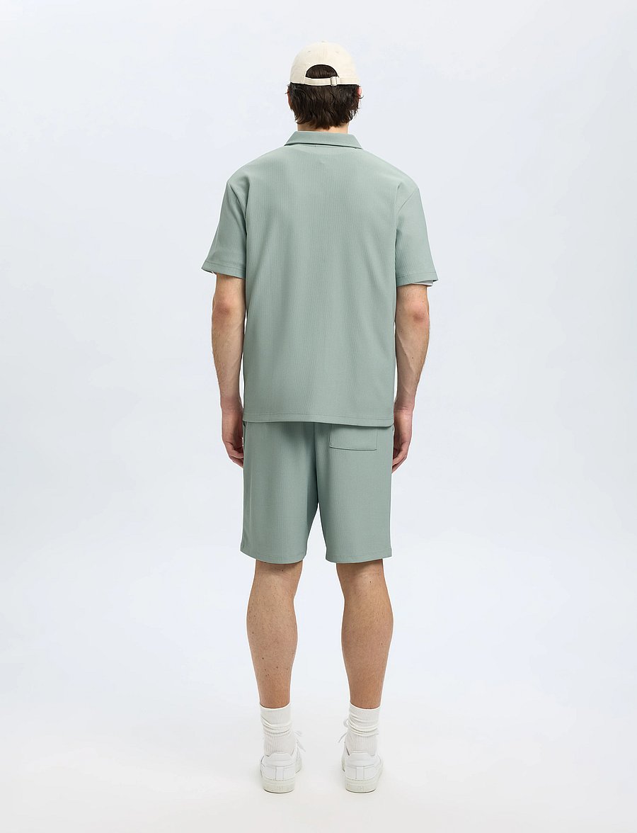 Selected - SLHRELAX-PLISSE HALF ZIP SS POLO EX - kurzärmelig - iceberg green - 3