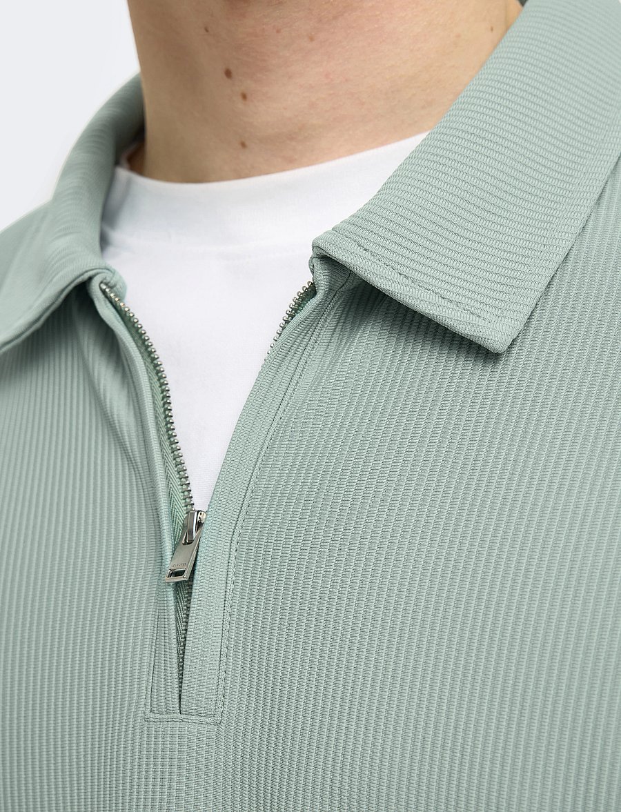 Selected - SLHRELAX-PLISSE HALF ZIP SS POLO EX - kurzärmelig - iceberg green - 4