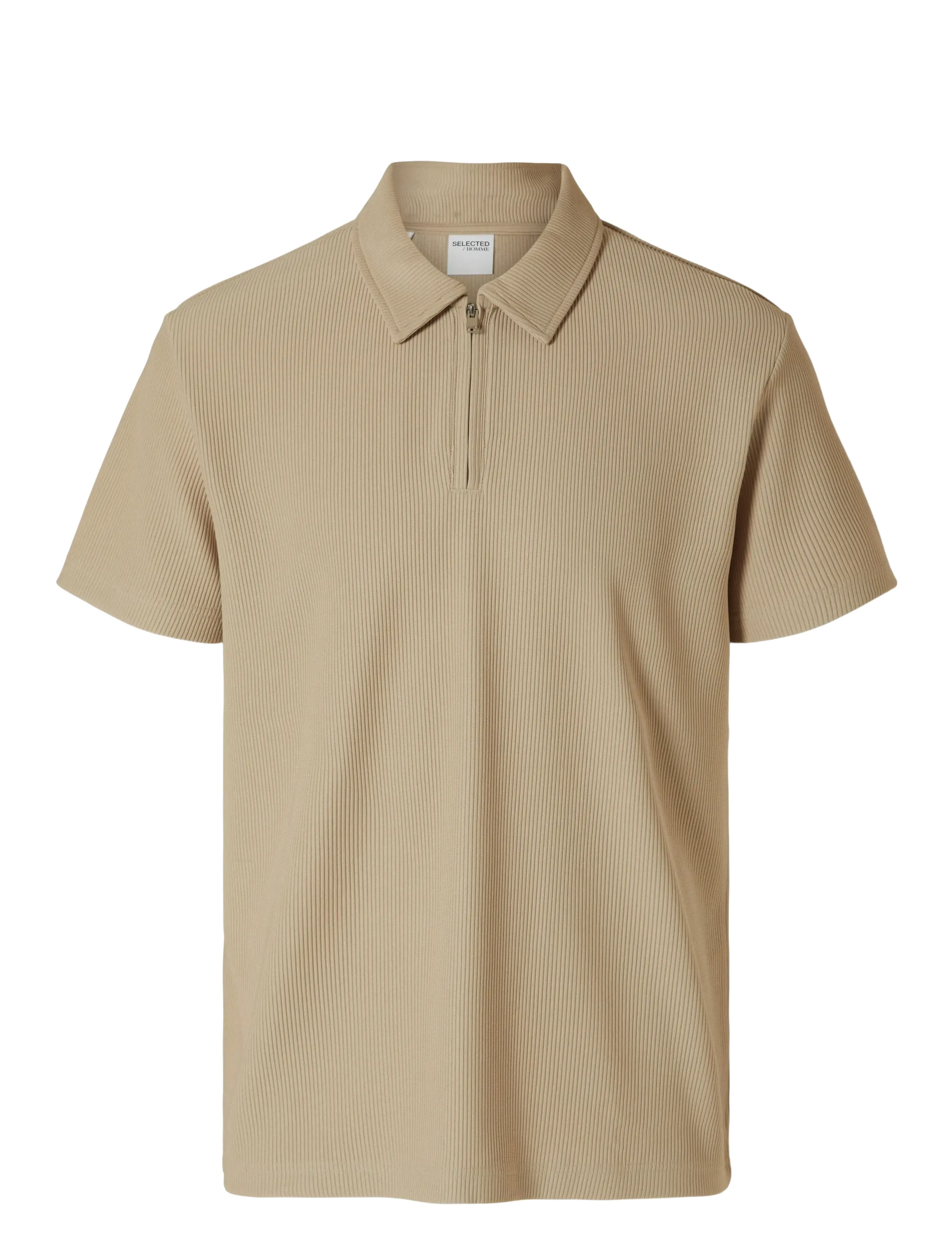 Selected SLHRELAX-PLISSE HALF ZIP SS POLO EX - Selected - PURE CASHMERE / beige