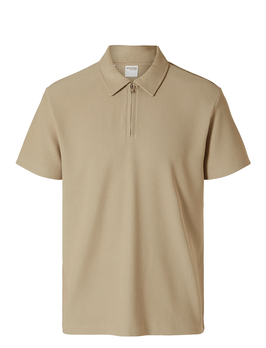 Selected - SLHRELAX-PLISSE HALF ZIP SS POLO EX - kurzärmelig - pure cashmere - 1