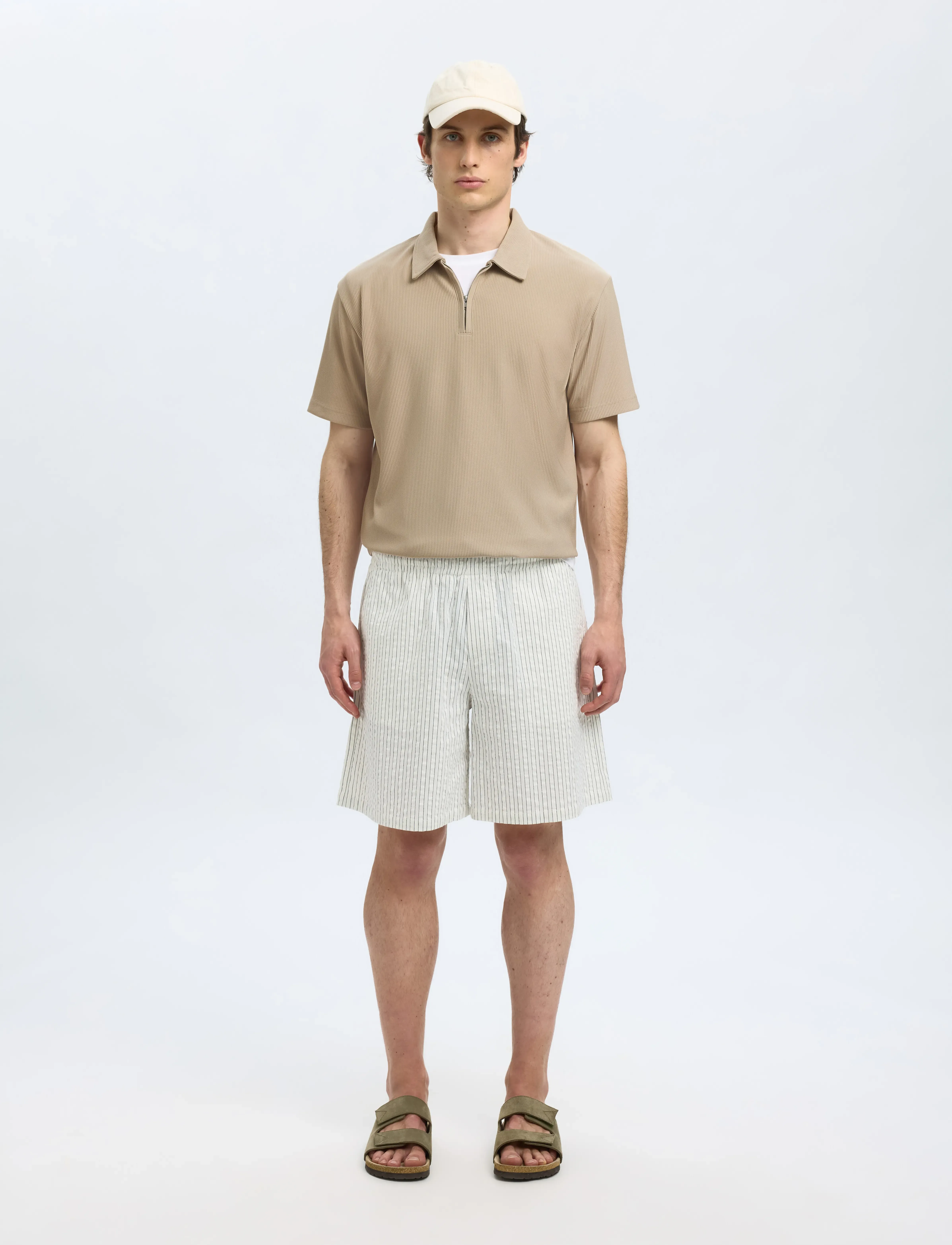 Selected - SLHRELAX-PLISSE HALF ZIP SS POLO EX - kortærmede poloer - pure cashmere - 4