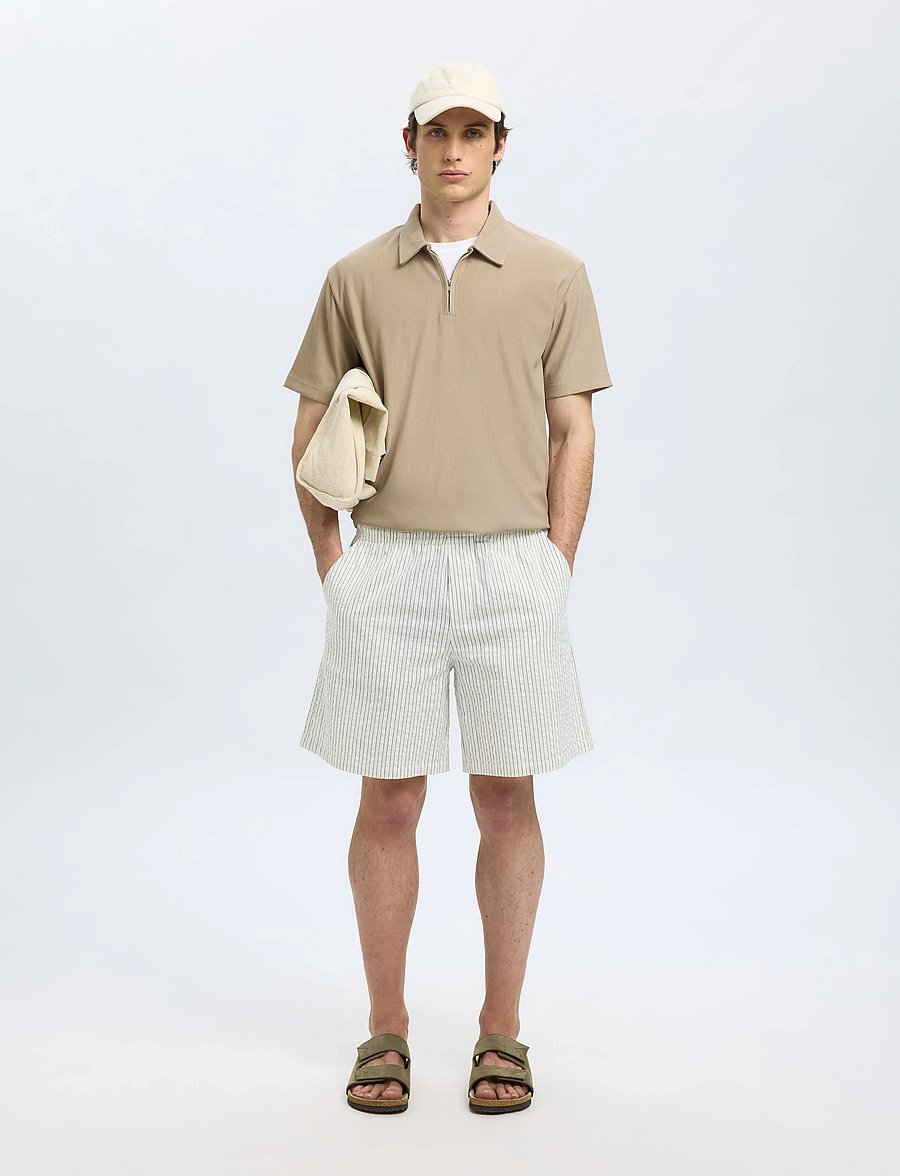 Selected - SLHRELAX-PLISSE HALF ZIP SS POLO EX - kurzärmelig - pure cashmere - 5