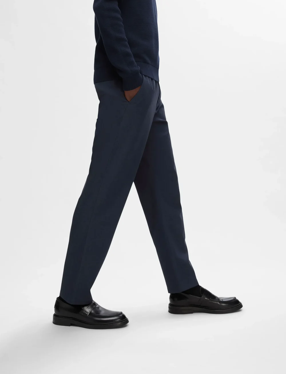 Selected - SLH196-STRAIGHT ROBERT STRING PANT NOOS - vabaaja püksid - dark sapphire - 4