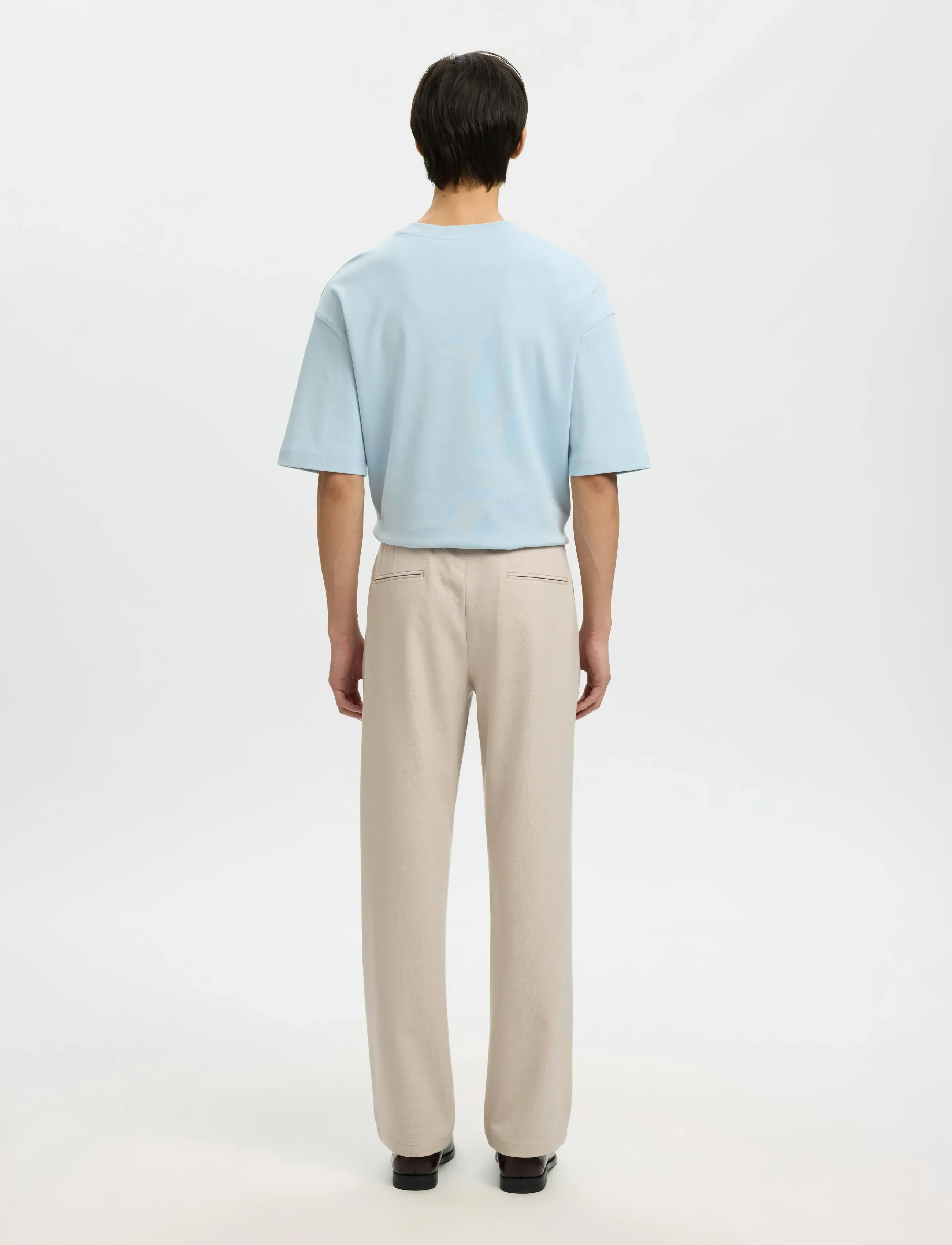 Selected - SLM196-STRAIGHT ROBERT STRING PANT NOOS - casual byxor - egret - 2